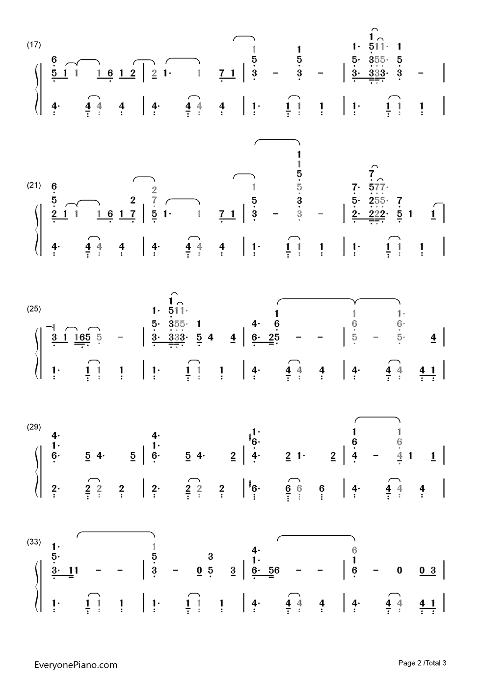 U.F.O.钢琴简谱_数字双手_Coldplay