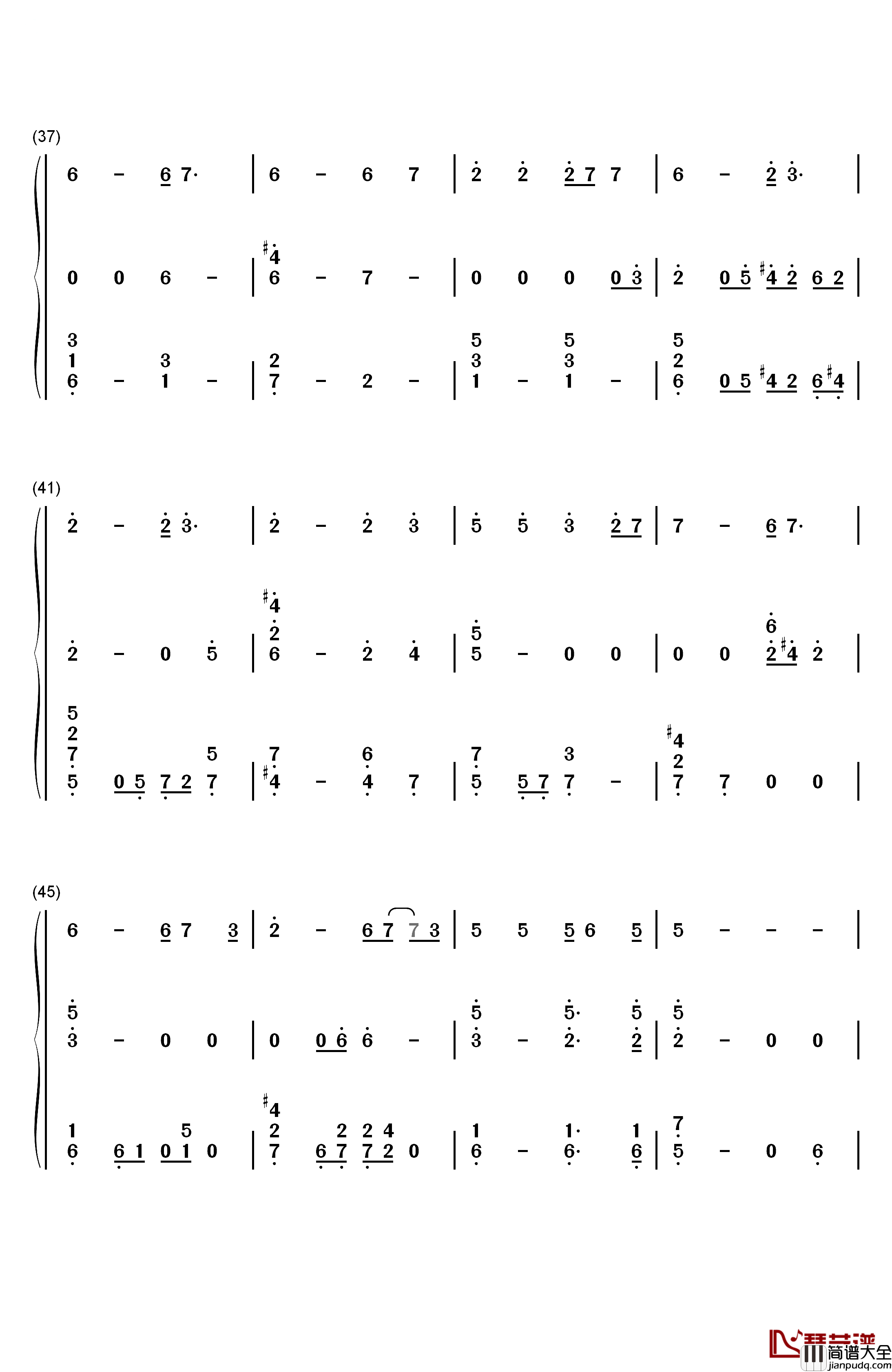 用心良苦钢琴简谱_数字双手_张宇