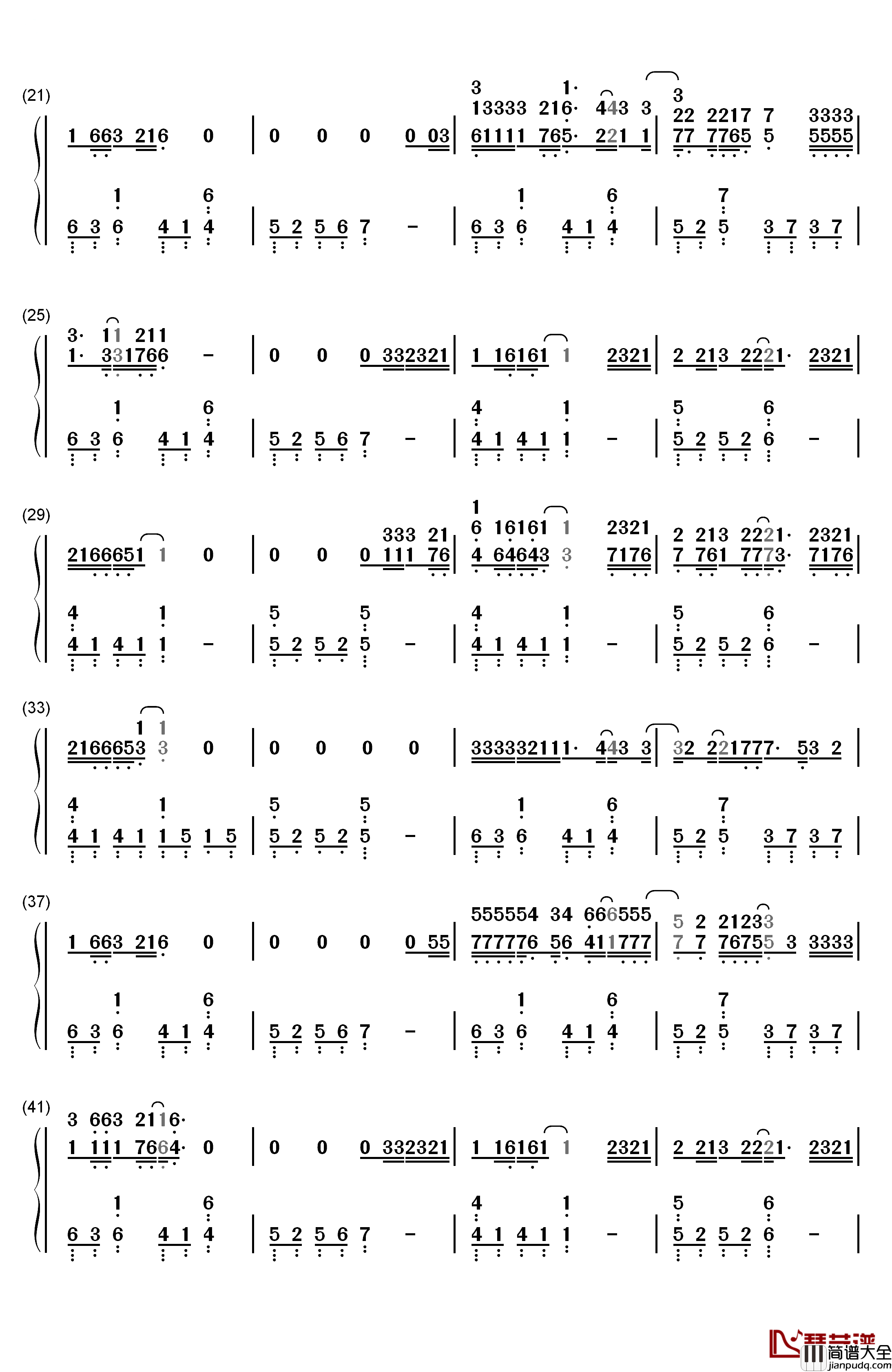 Let_Her_Go放手爱情钢琴简谱_数字双手_Passenger__Mike_Rosenberg