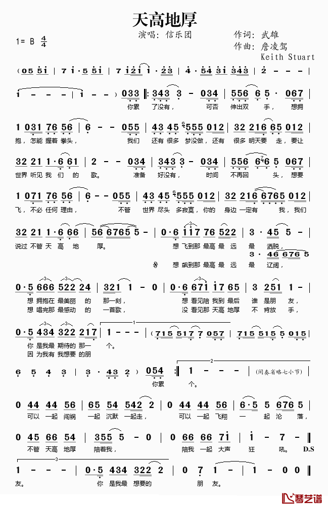 天高地厚简谱(歌词)_信乐团演唱_桃李醉春风记谱