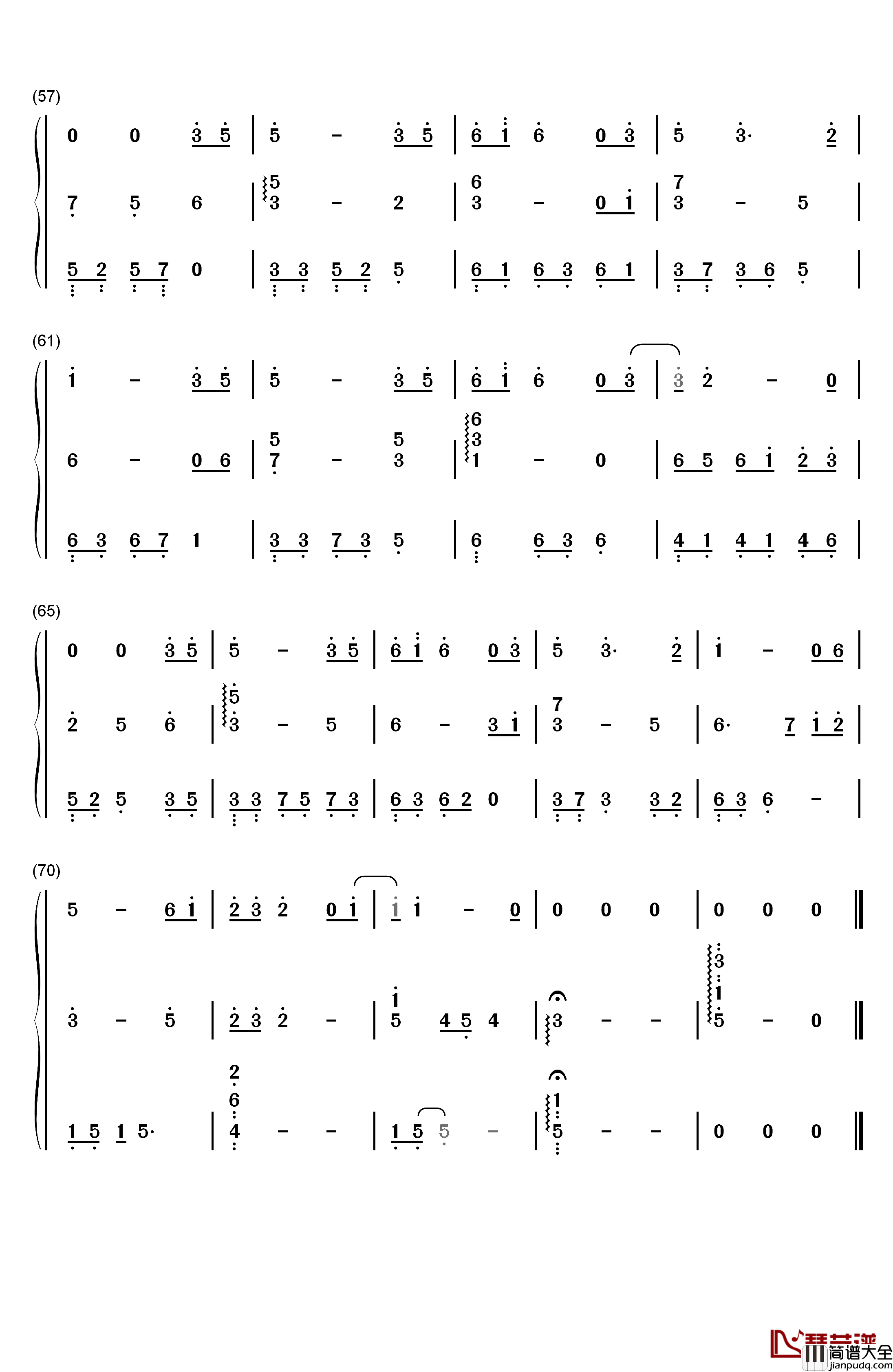 天之大钢琴简谱_数字双手_周安信