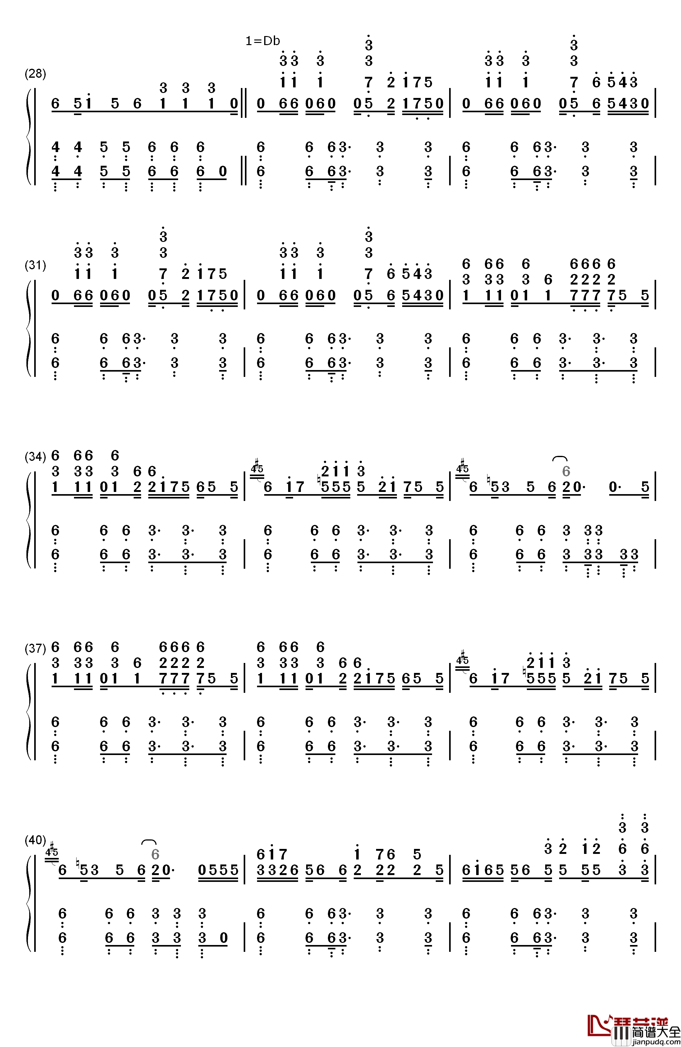 砂の惑星钢琴简谱_数字双手_初音ミク_ハチ