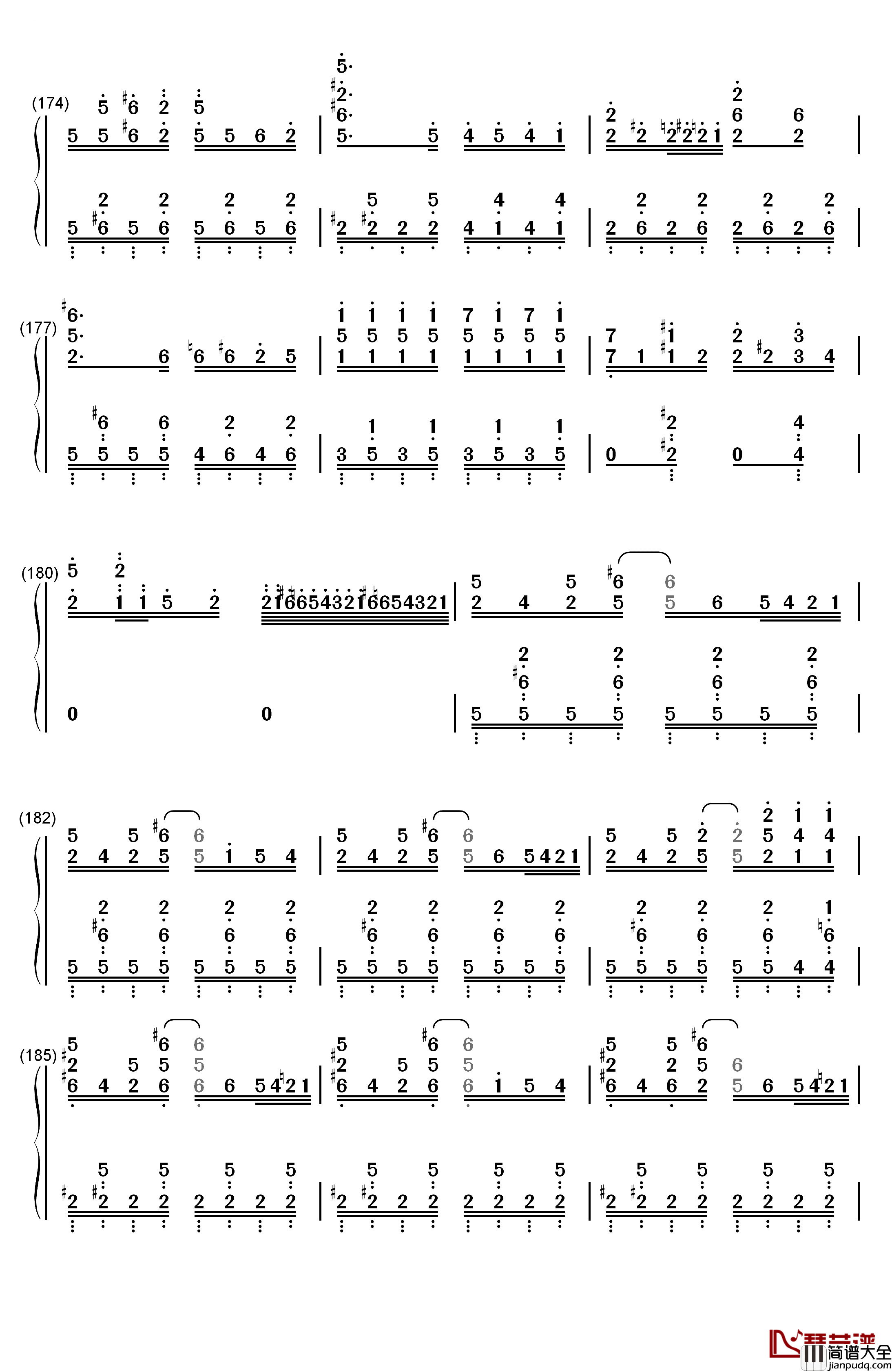 琪露诺的完美算术教室钢琴简谱_数字双手_藤咲かりん