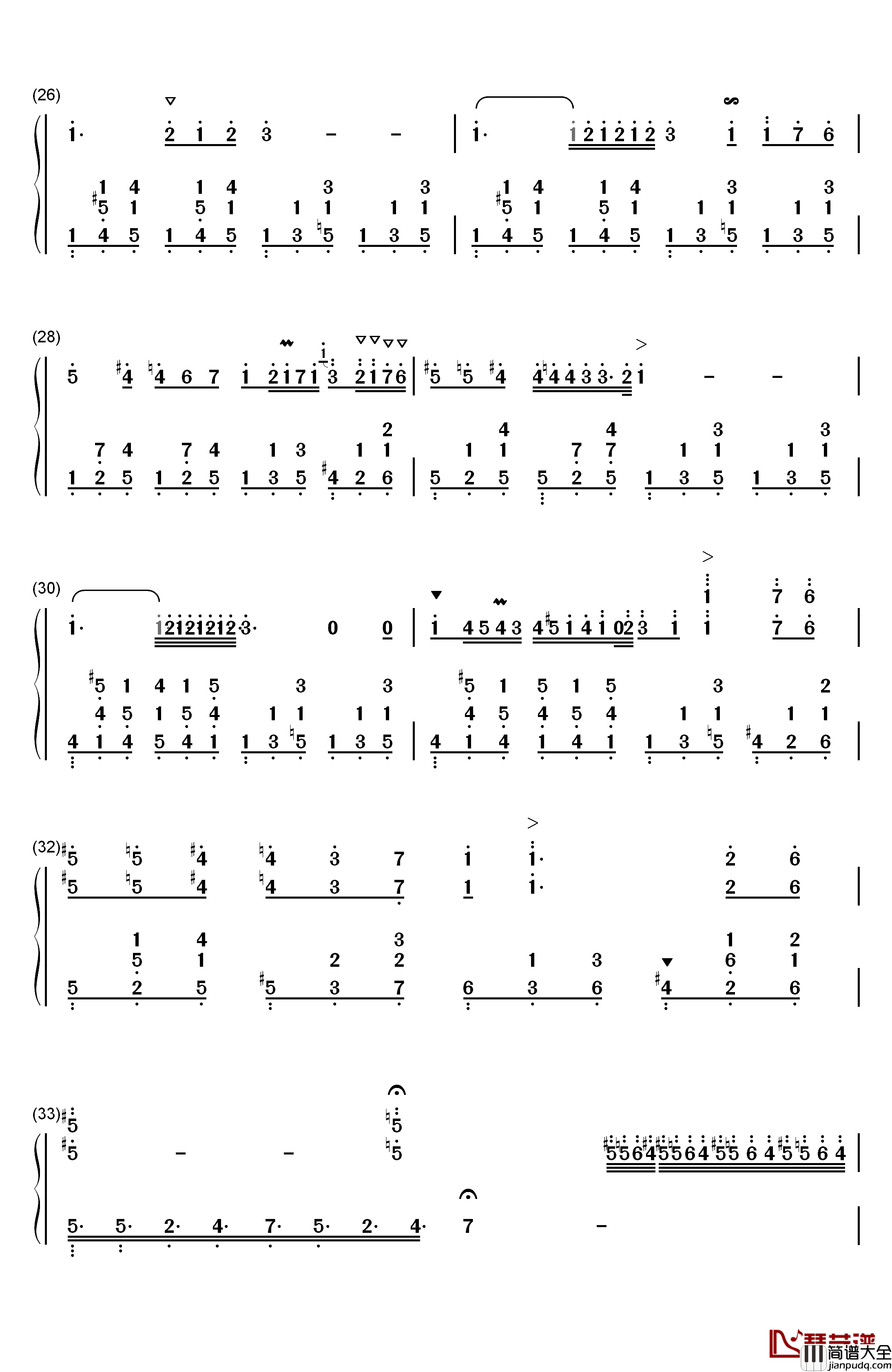 降E大调夜曲钢琴简谱_数字双手_肖邦