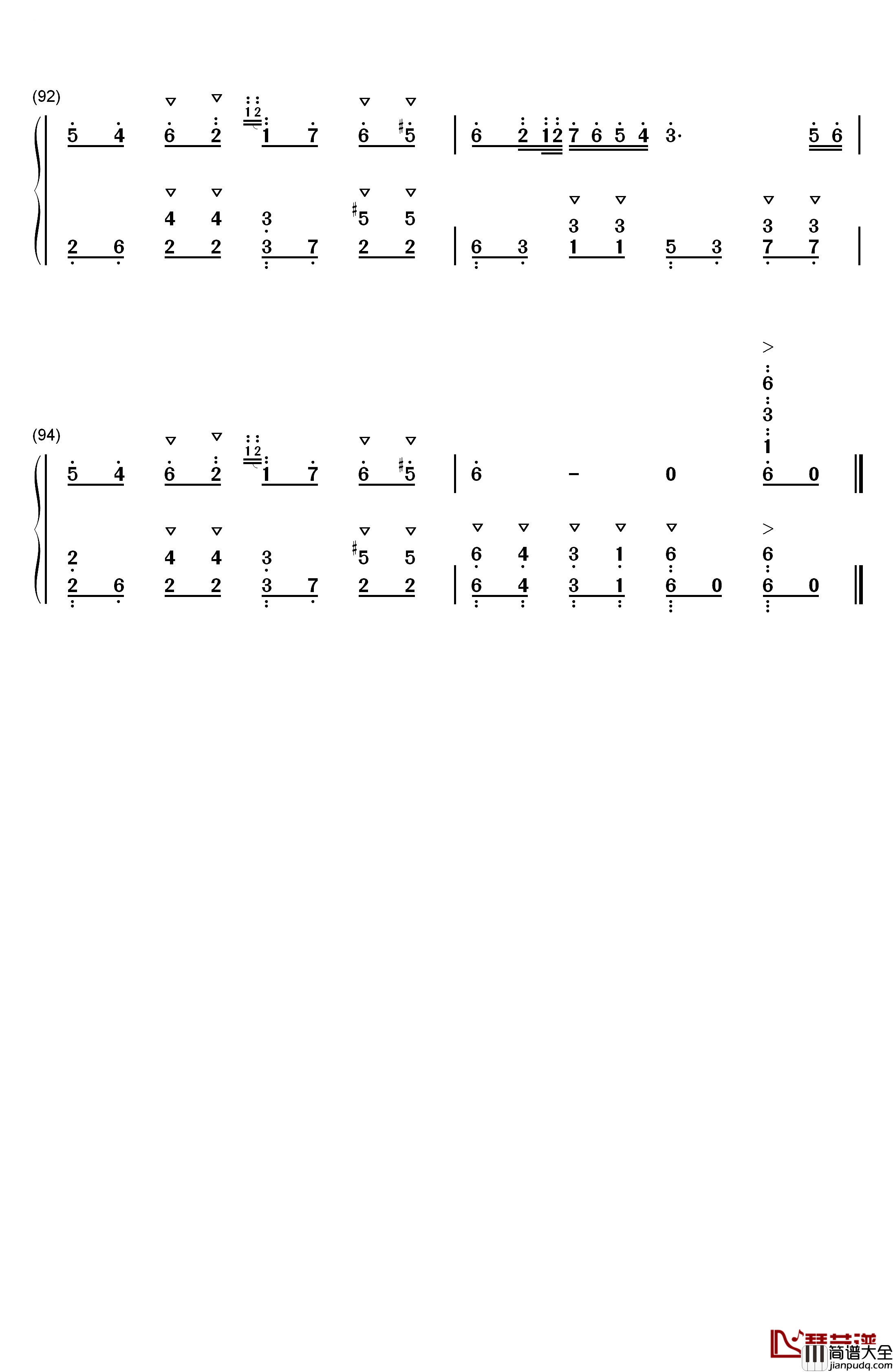 君往何处钢琴简谱_数字双手_M2U