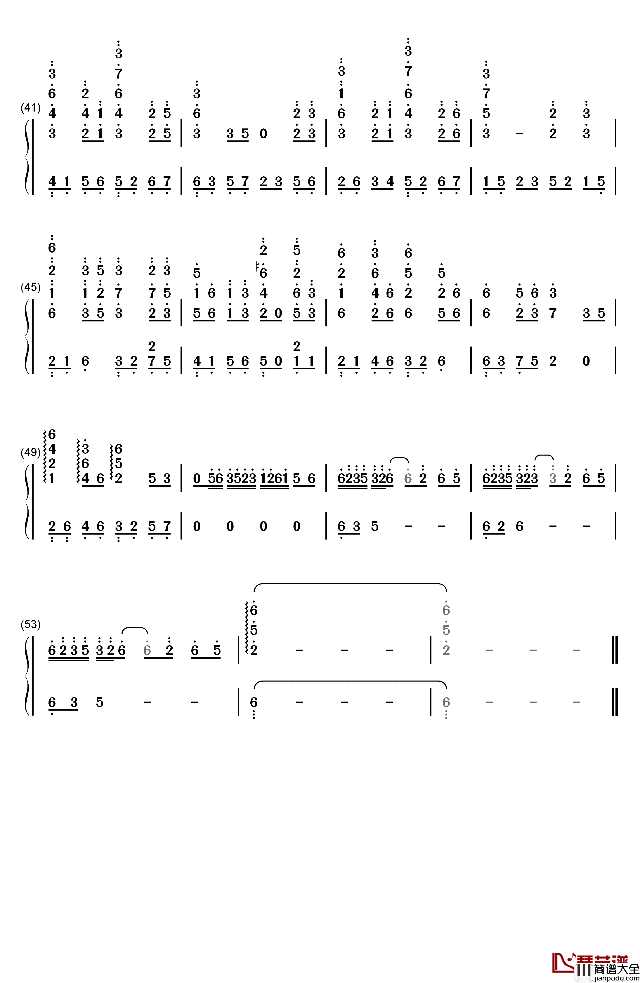 Loadstar钢琴简谱_数字双手_M2U