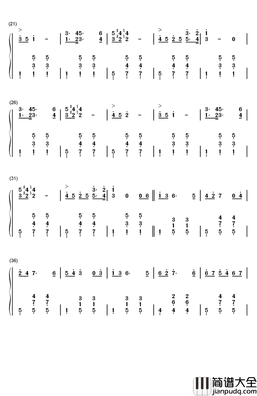 牧歌钢琴简谱_数字双手_卡尔•海因斯