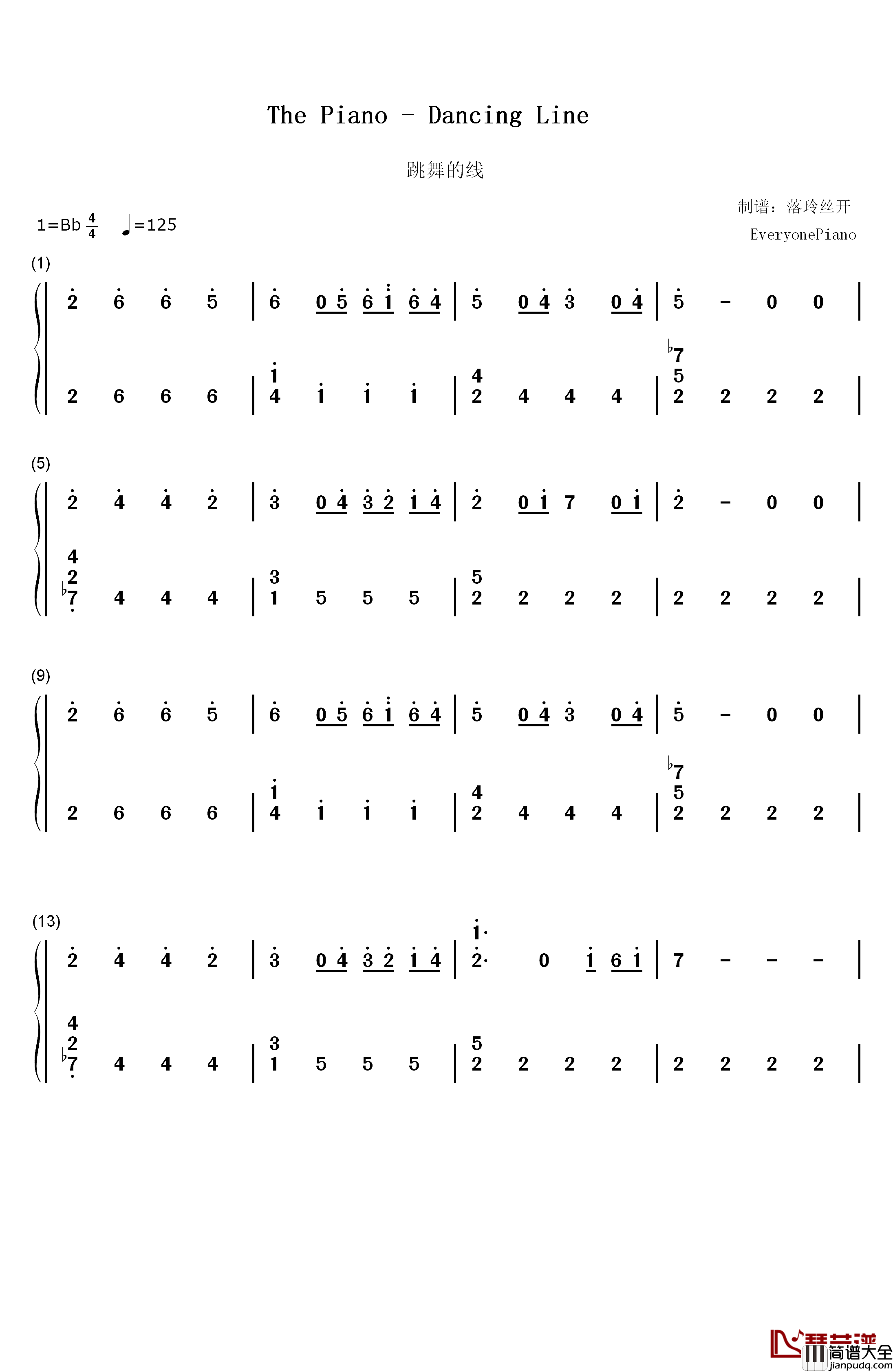 The_Piano钢琴简谱_数字双手_猎豹移动公司