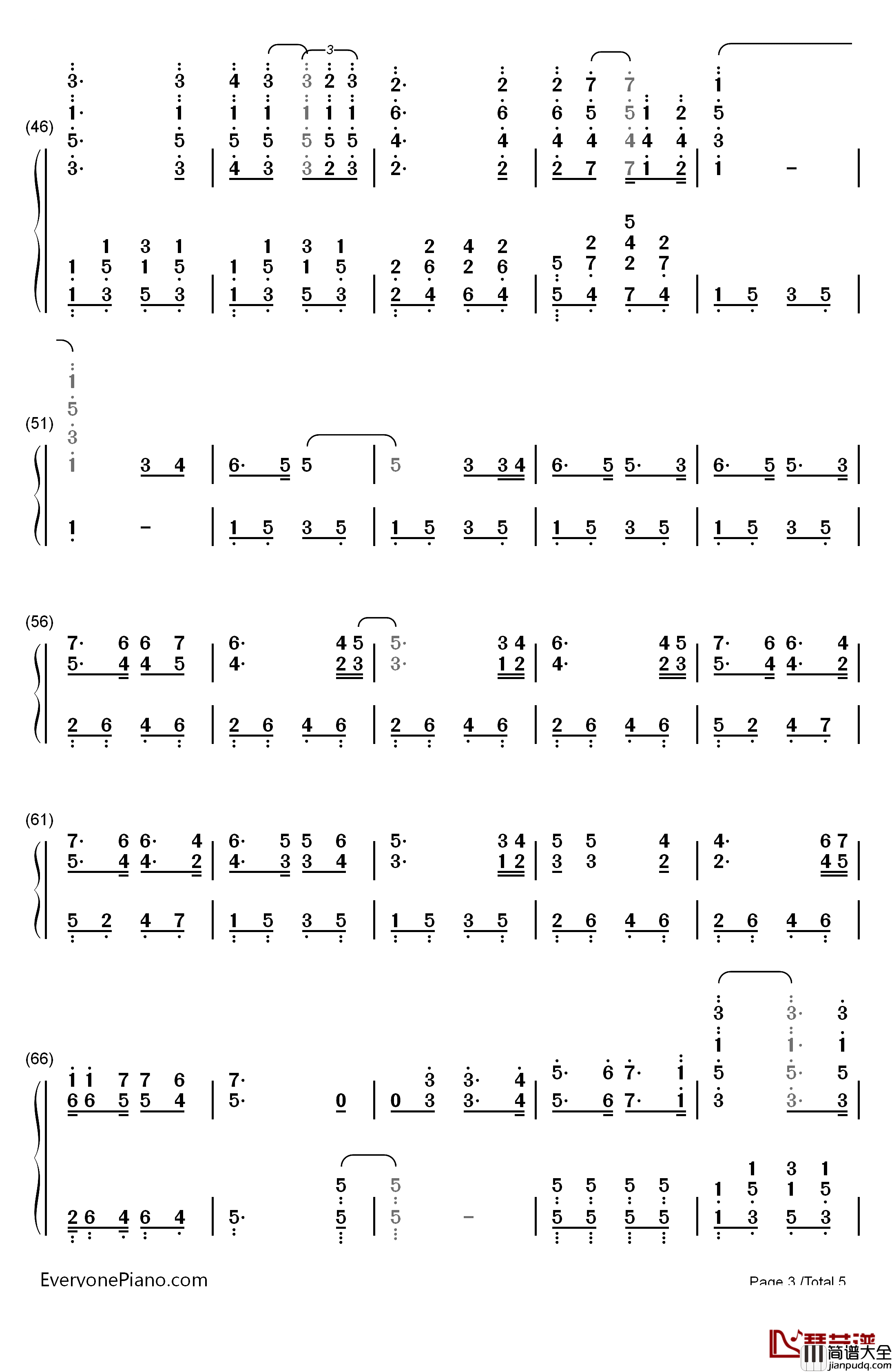 心的冲动钢琴简谱_数字双手_理查德•克莱德曼