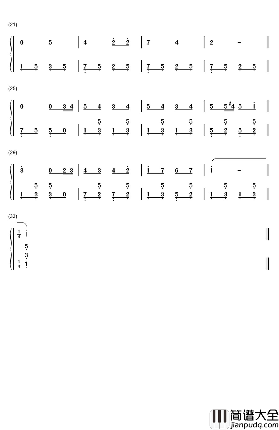 蓝精灵之歌钢琴简谱_数字双手_郑秋枫