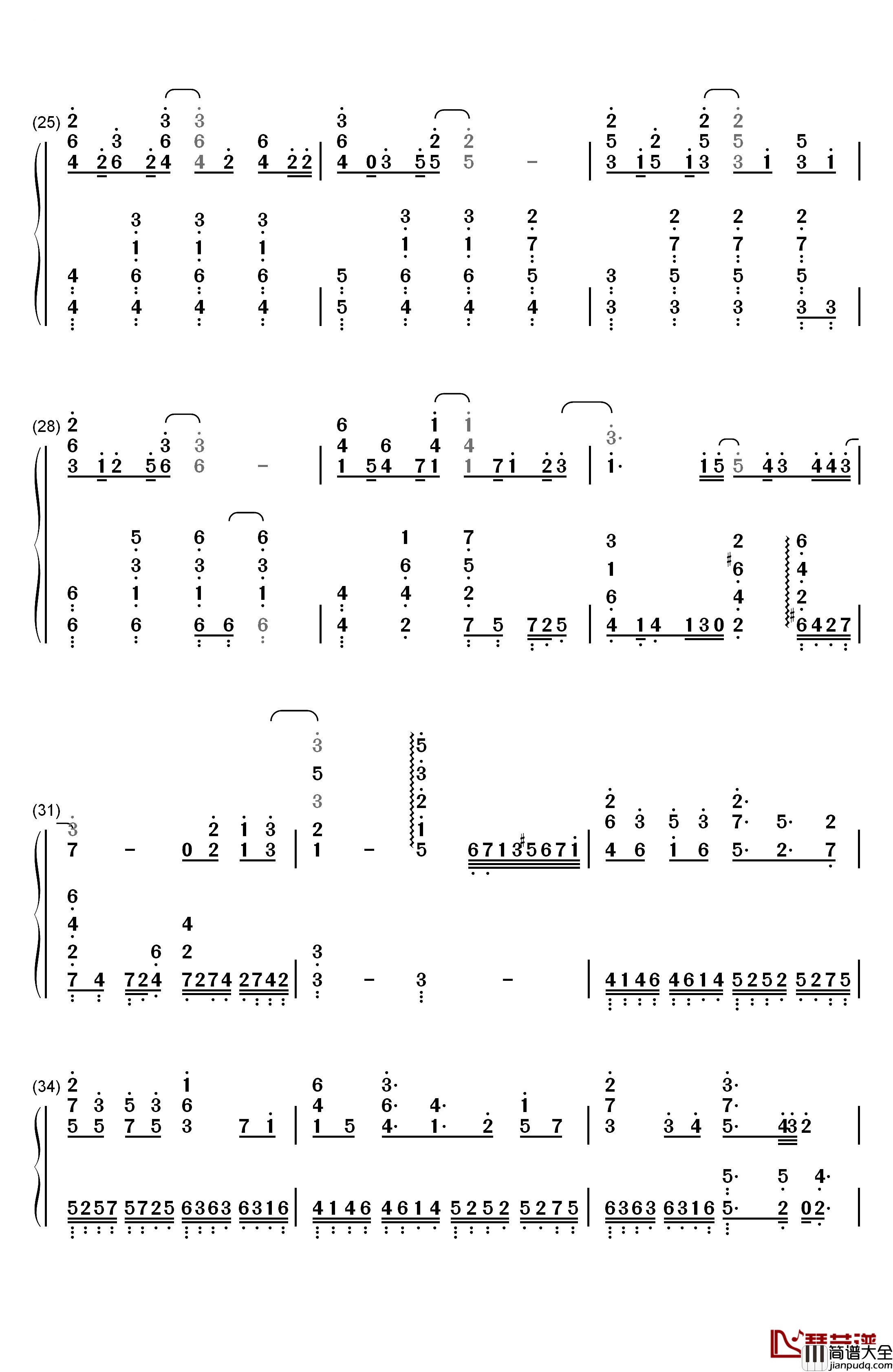 いくつもの夜を越えて钢琴简谱_数字双手_初音未来