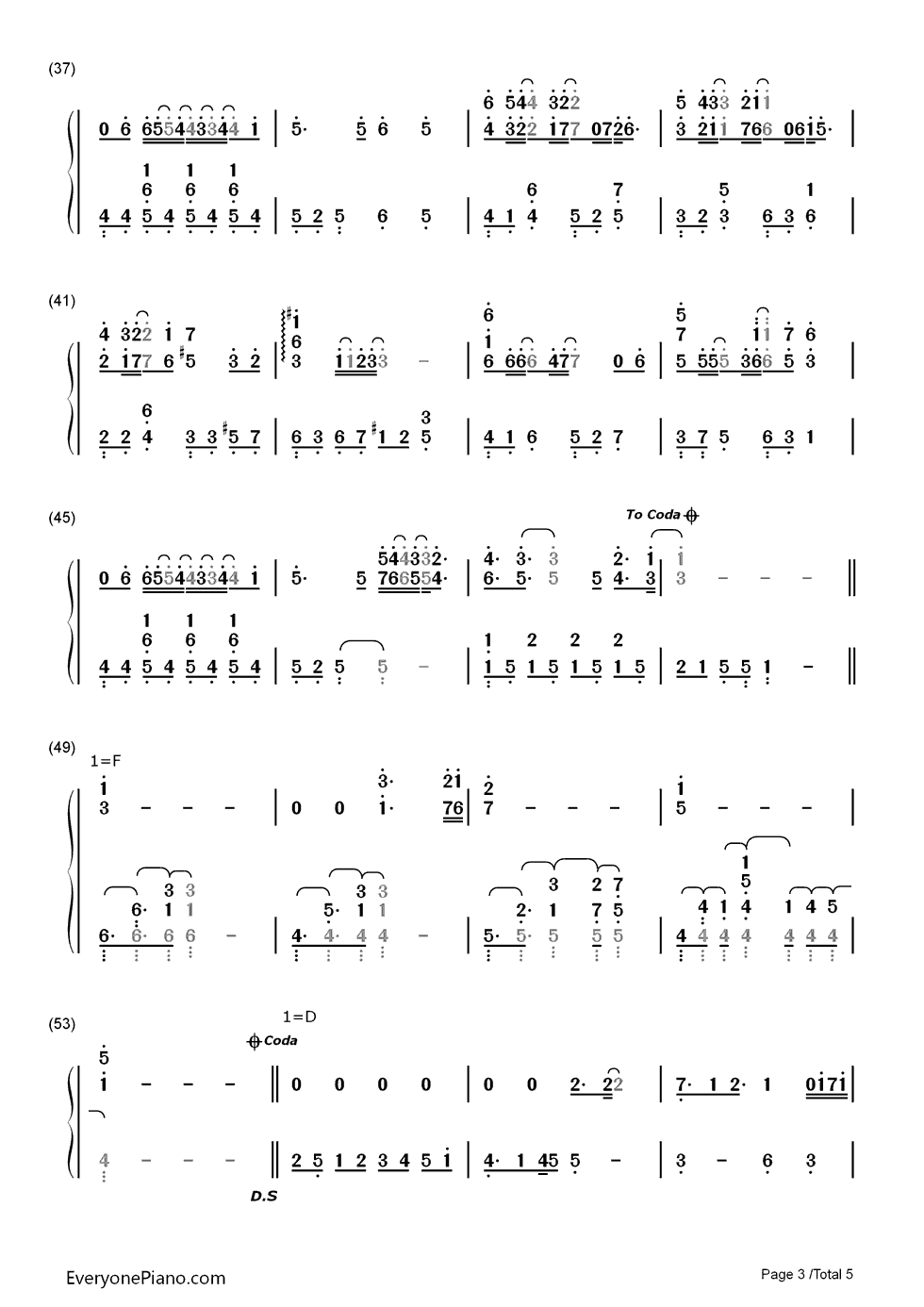 秋之回忆钢琴简谱_数字双手_秋之回忆