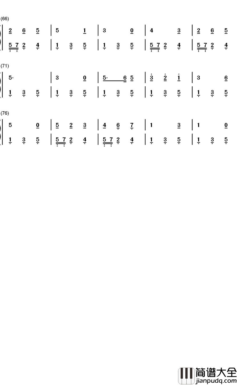 蓝铃花钢琴简谱_数字双手_斯莫伍德