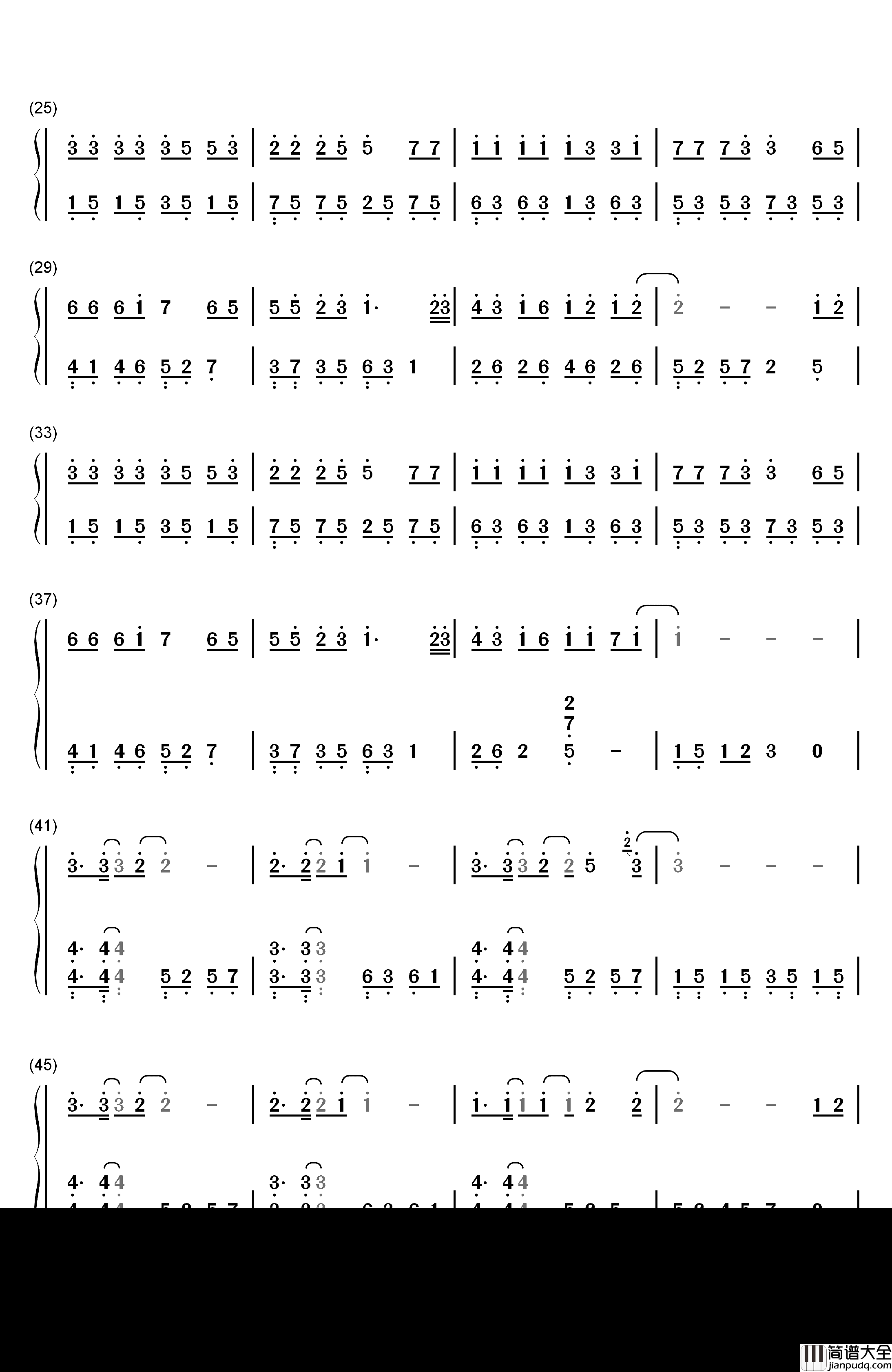 有点甜钢琴简谱_数字双手_汪苏泷_BY2