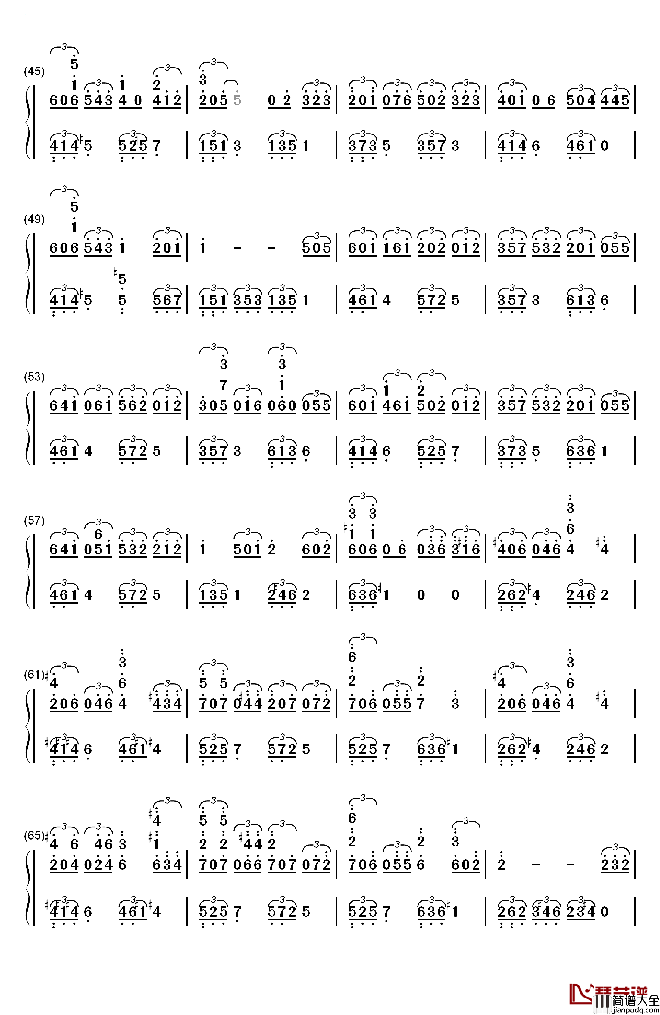 圣诞结钢琴简谱_数字双手_陈奕迅