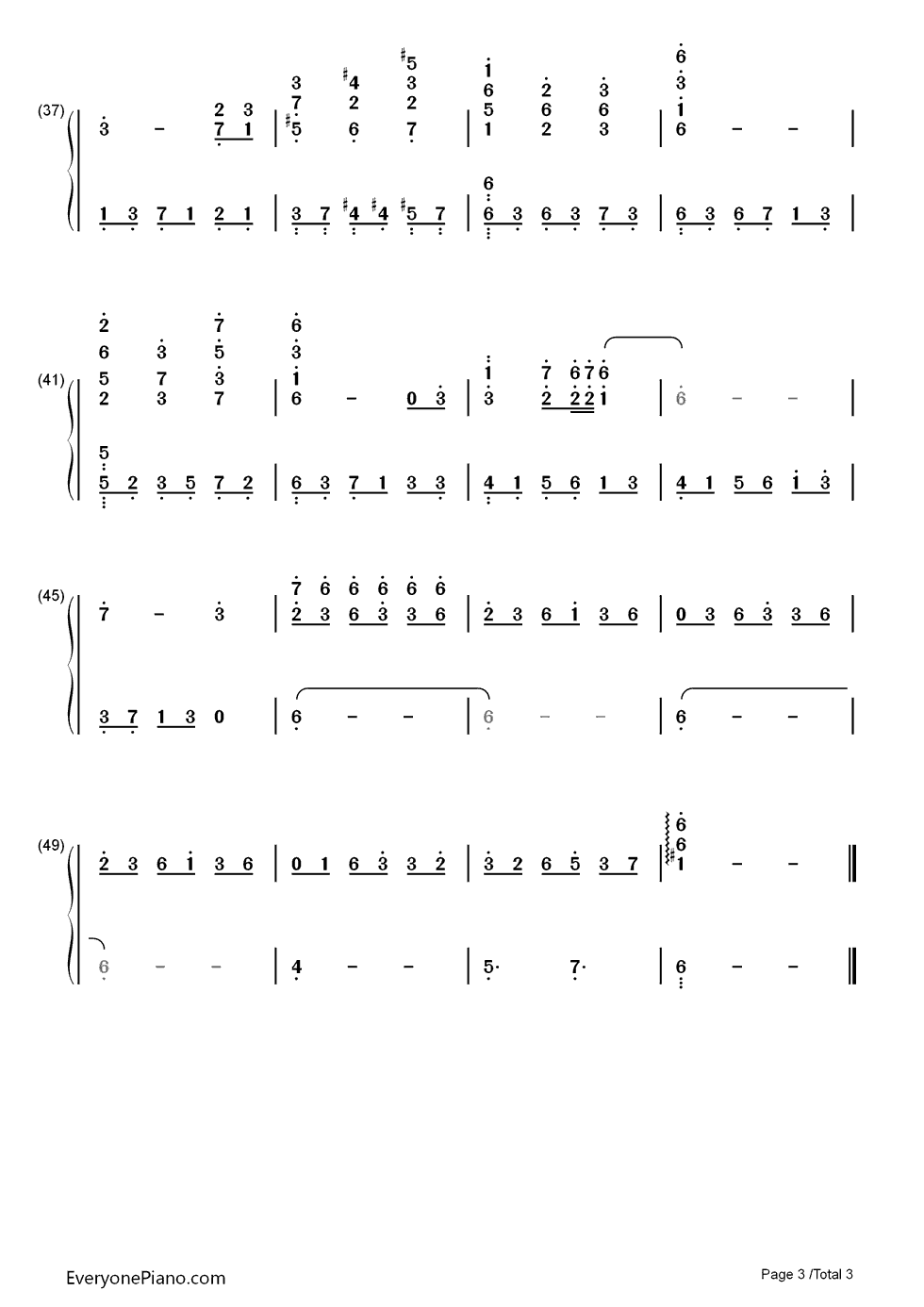 满月钢琴简谱_数字双手_陈思思