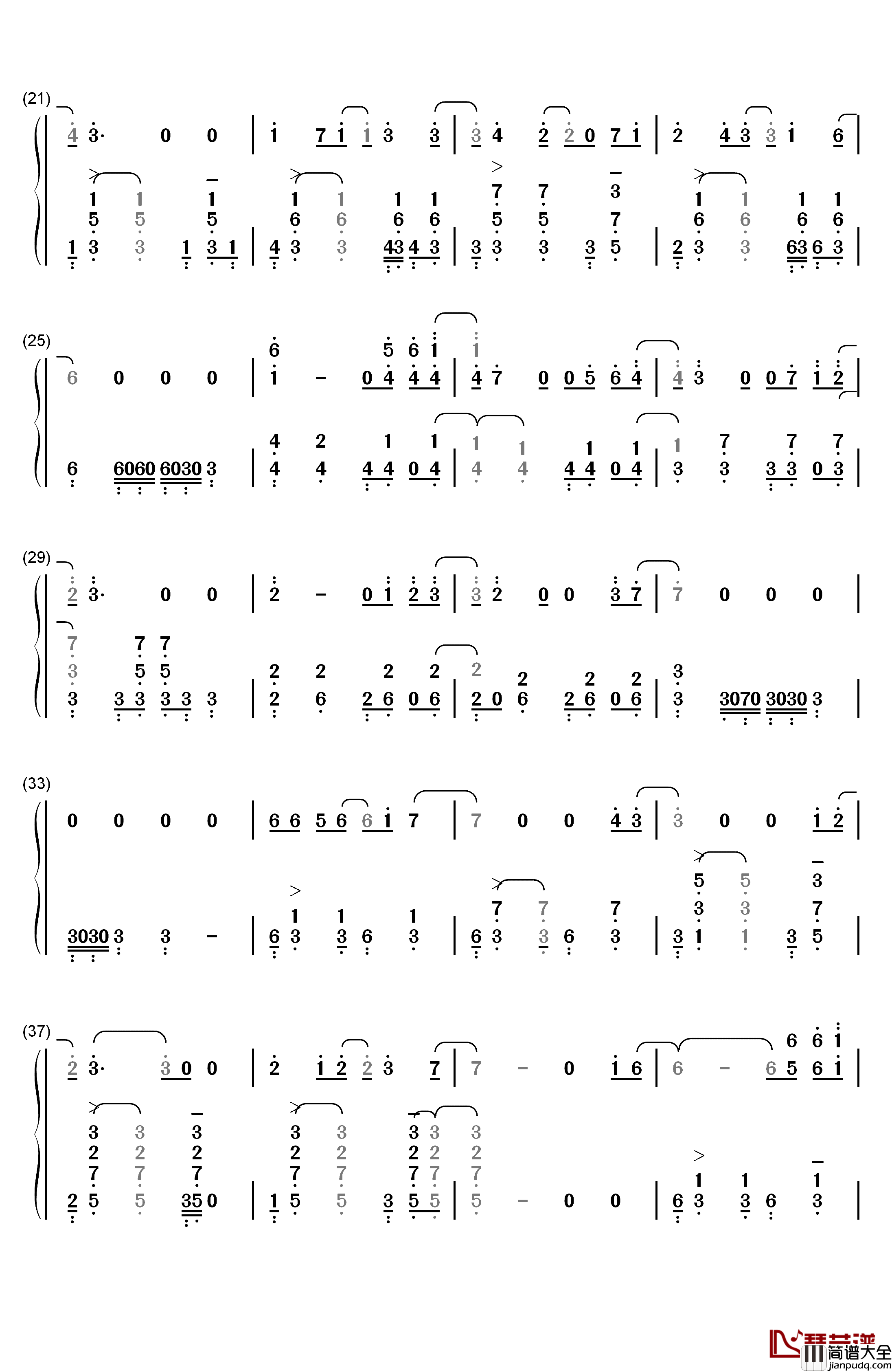 Say_Yes钢琴简谱_数字双手_王铮亮