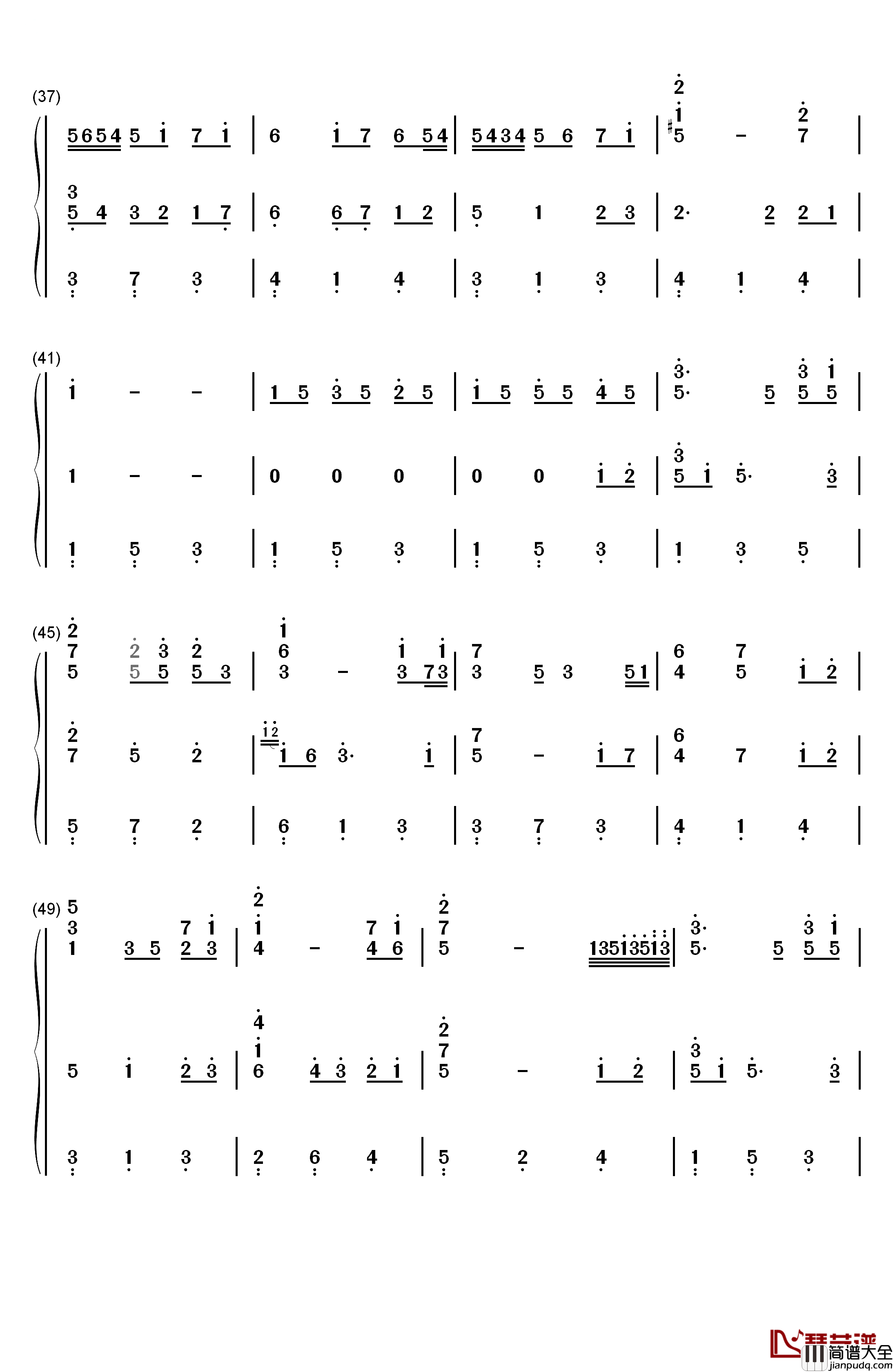 千与千寻和卡农合奏钢琴简谱_数字双手_久石让_宫崎骏