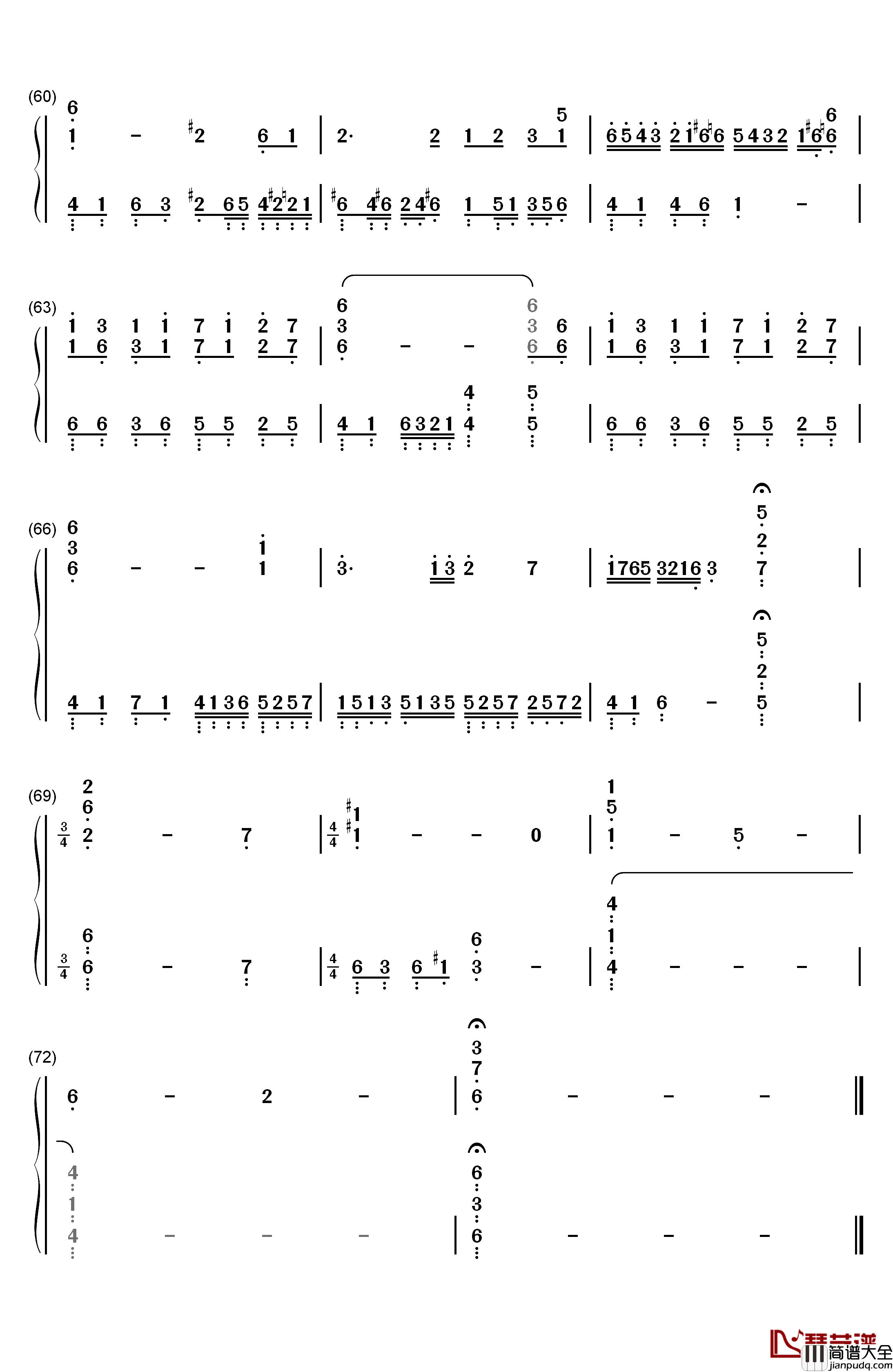 MEMORY钢琴简谱_数字双手_久石让