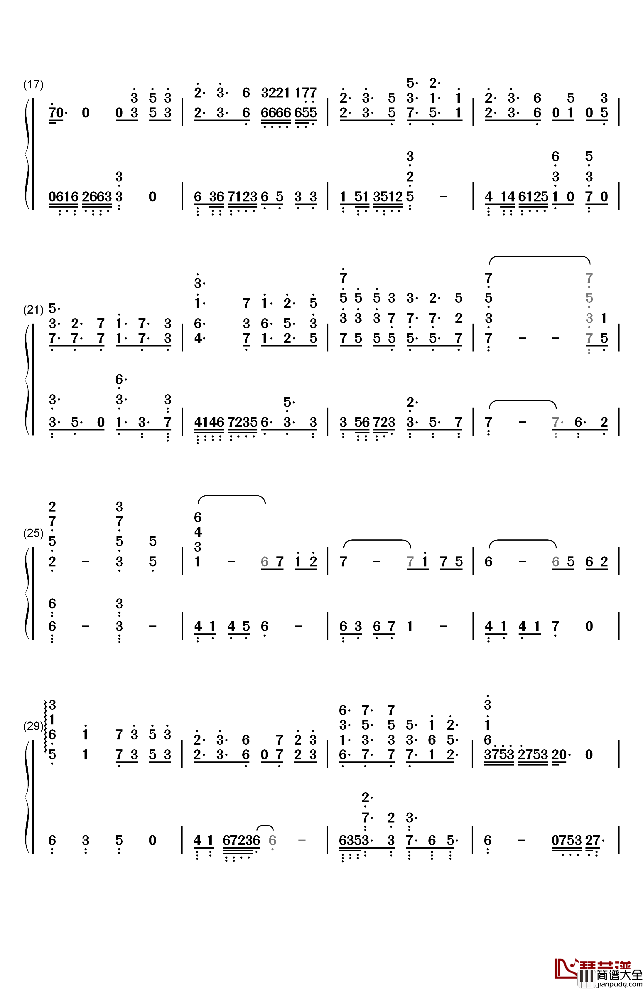 Rainy_Memory钢琴简谱_数字双手_Rabpit