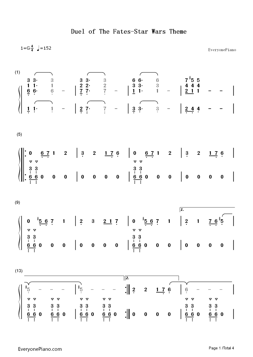 Duel_of_The_Fates钢琴简谱_数字双手_John_Williams