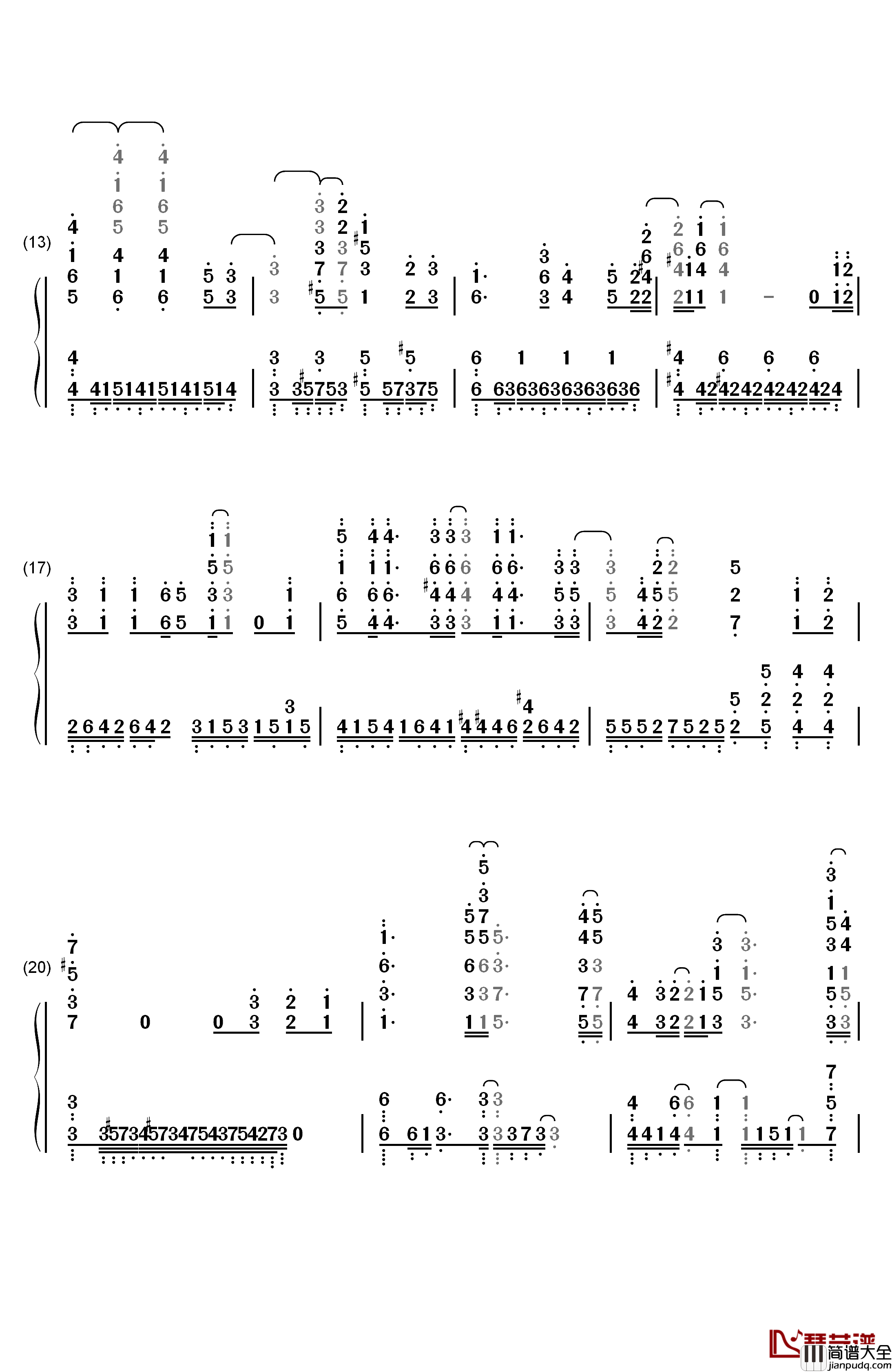 Harvest钢琴简谱_数字双手_(K)NoW_NAME