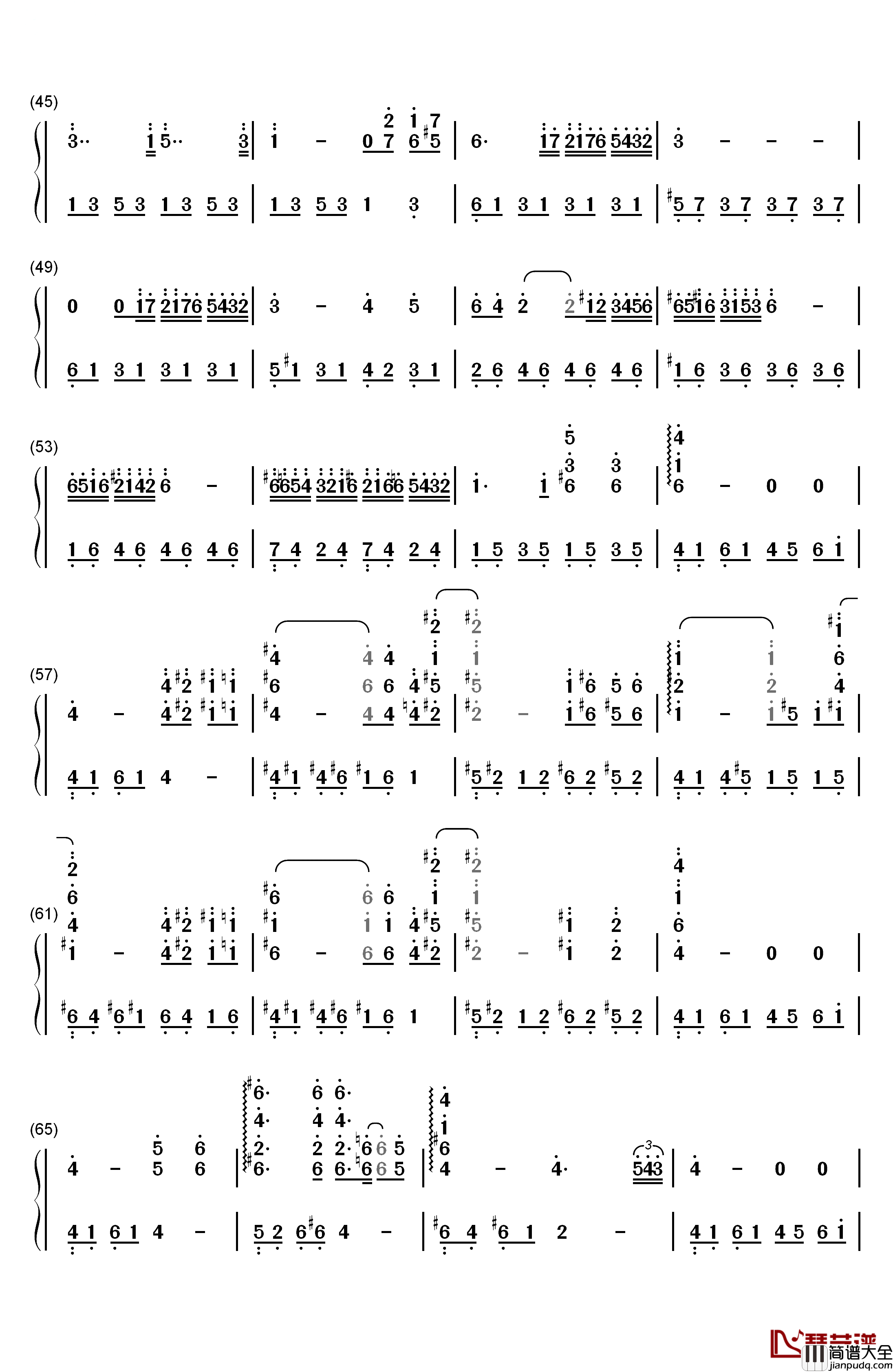 Hatsukoi钢琴简谱_数字双手_久石让