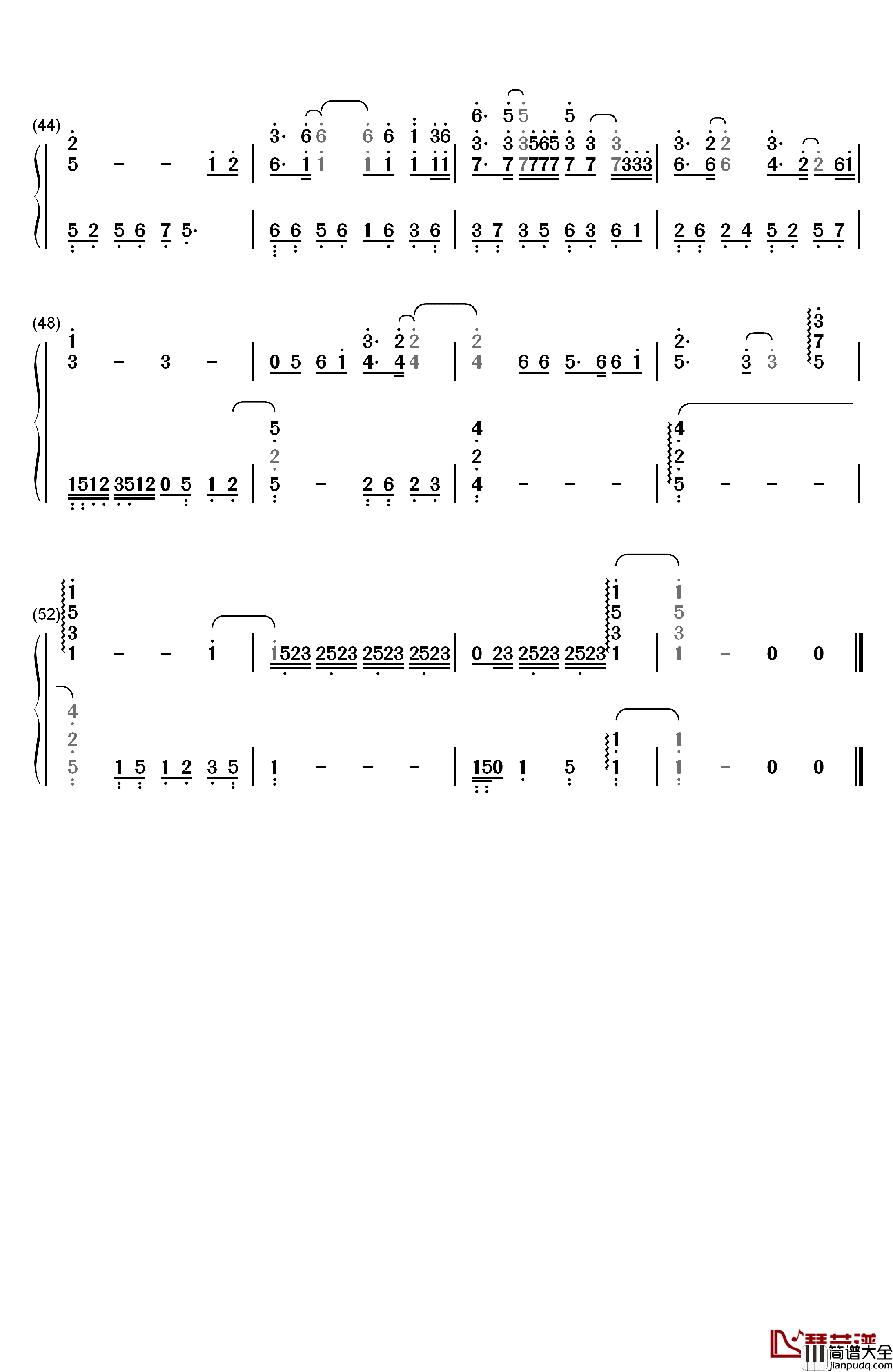 悟空钢琴简谱_数字双手_戴荃