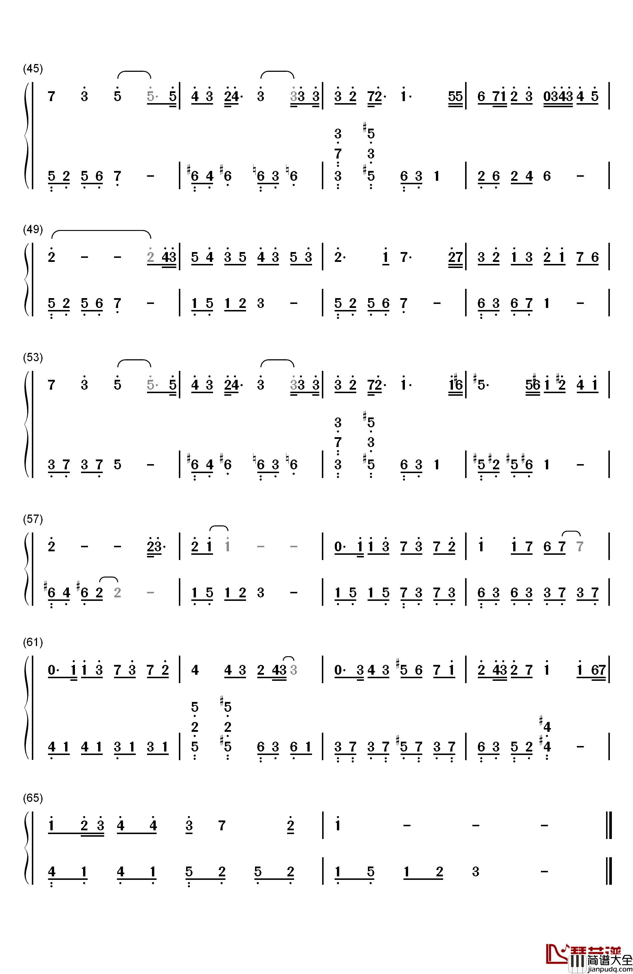 最暖的忧伤钢琴简谱_数字双手_田馥甄