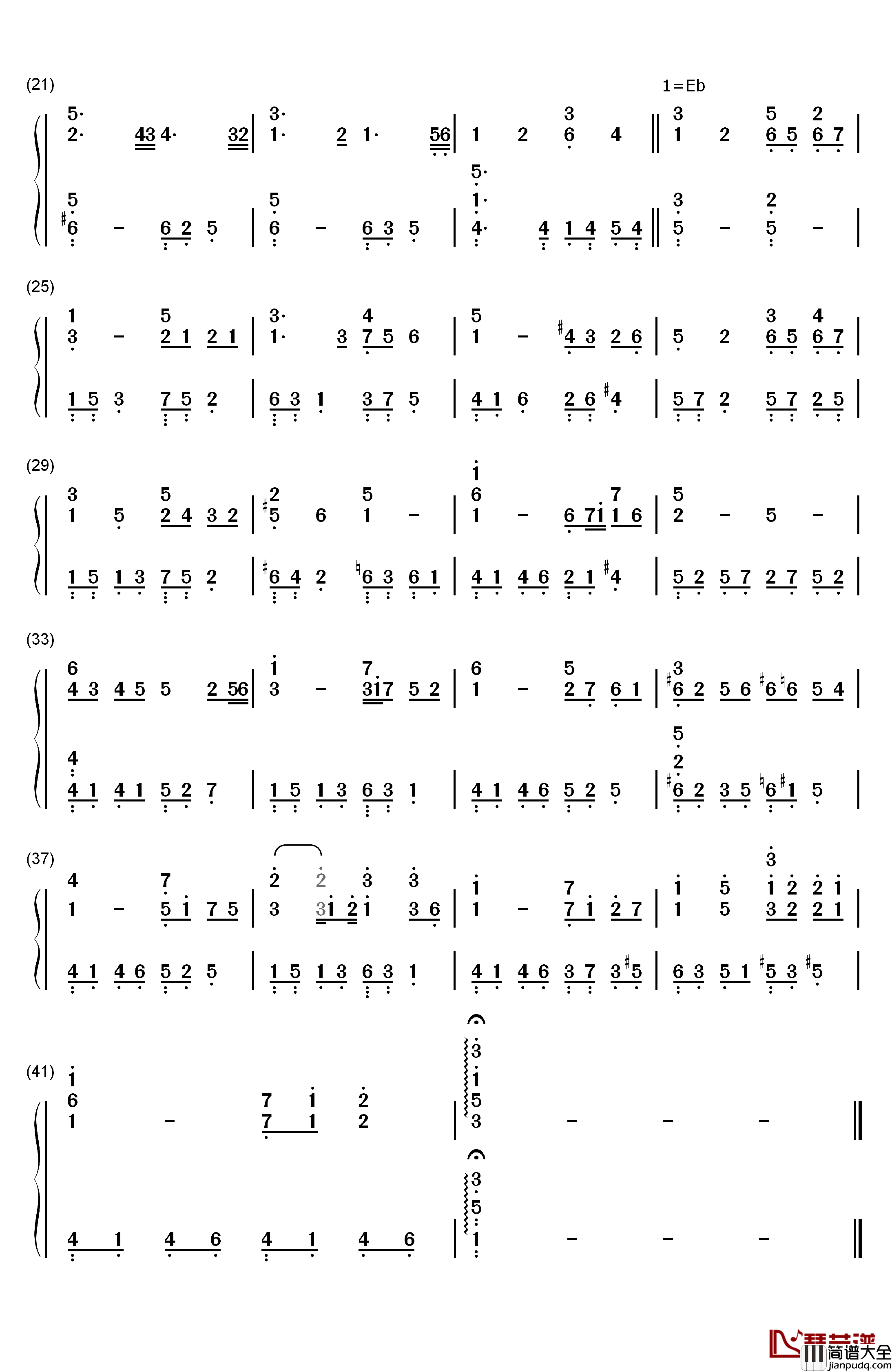 奥寺先輩のテーマ钢琴简谱_数字双手_RADWIMPS