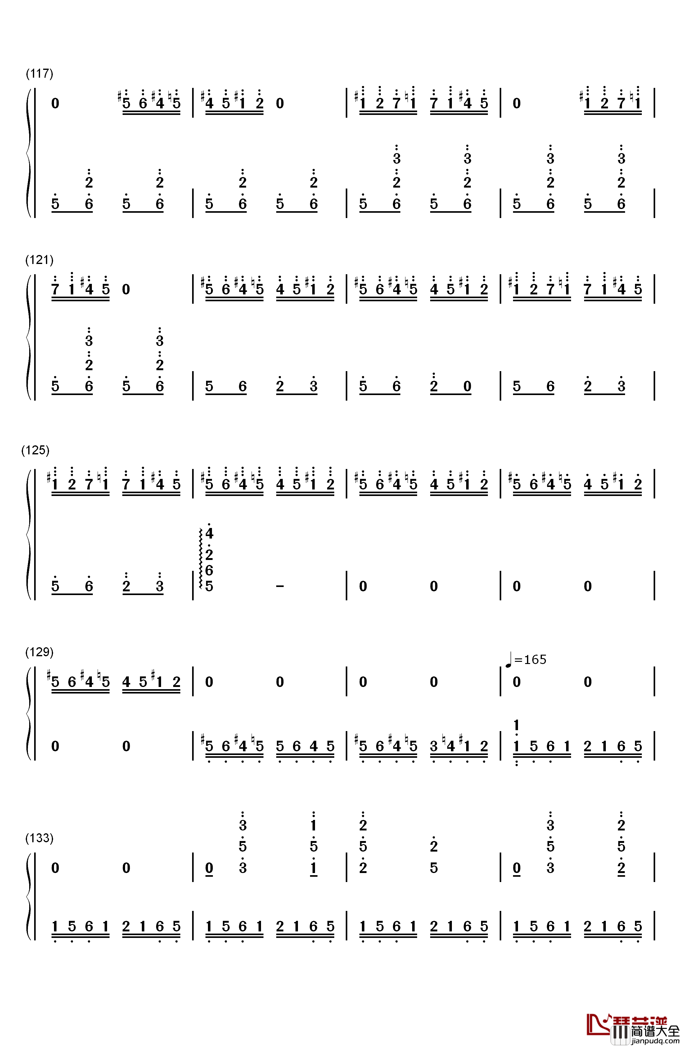 百鸟朝凤钢琴简谱_数字双手_王建中