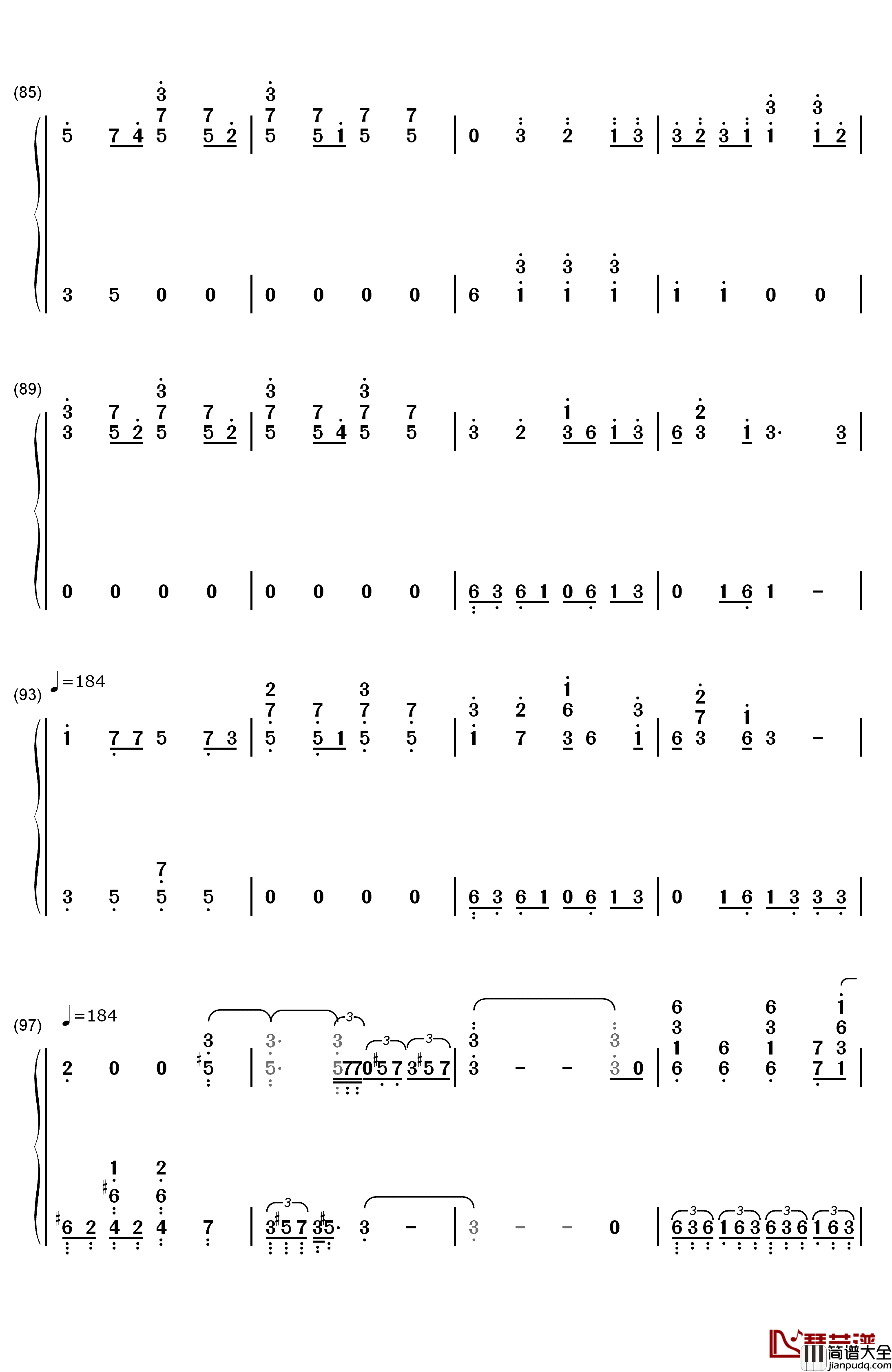 午夜の待ち合わせ钢琴简谱_数字双手_Hello_Sleepwalkers