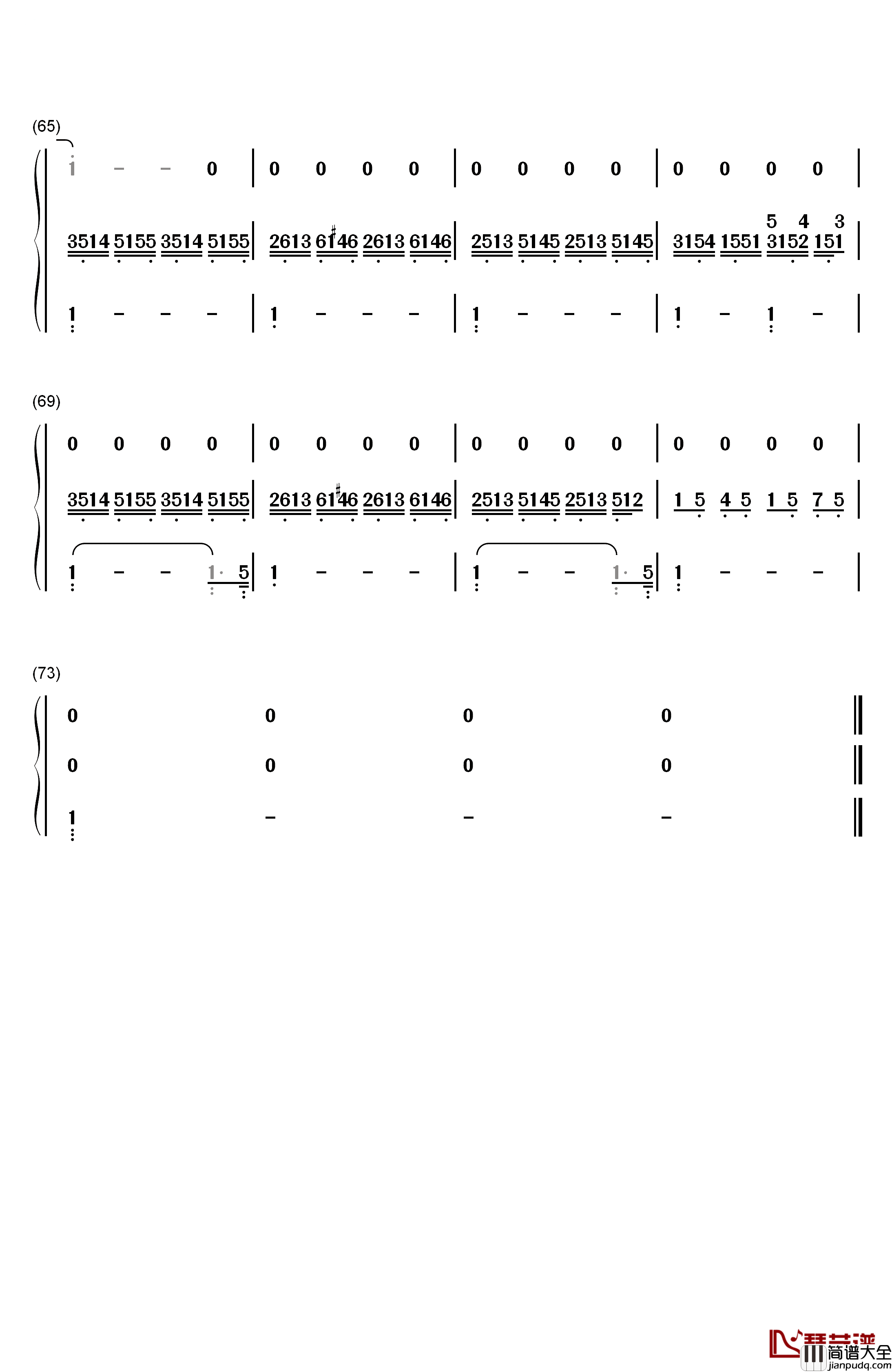 小幸运钢琴简谱_数字双手_金岐玟