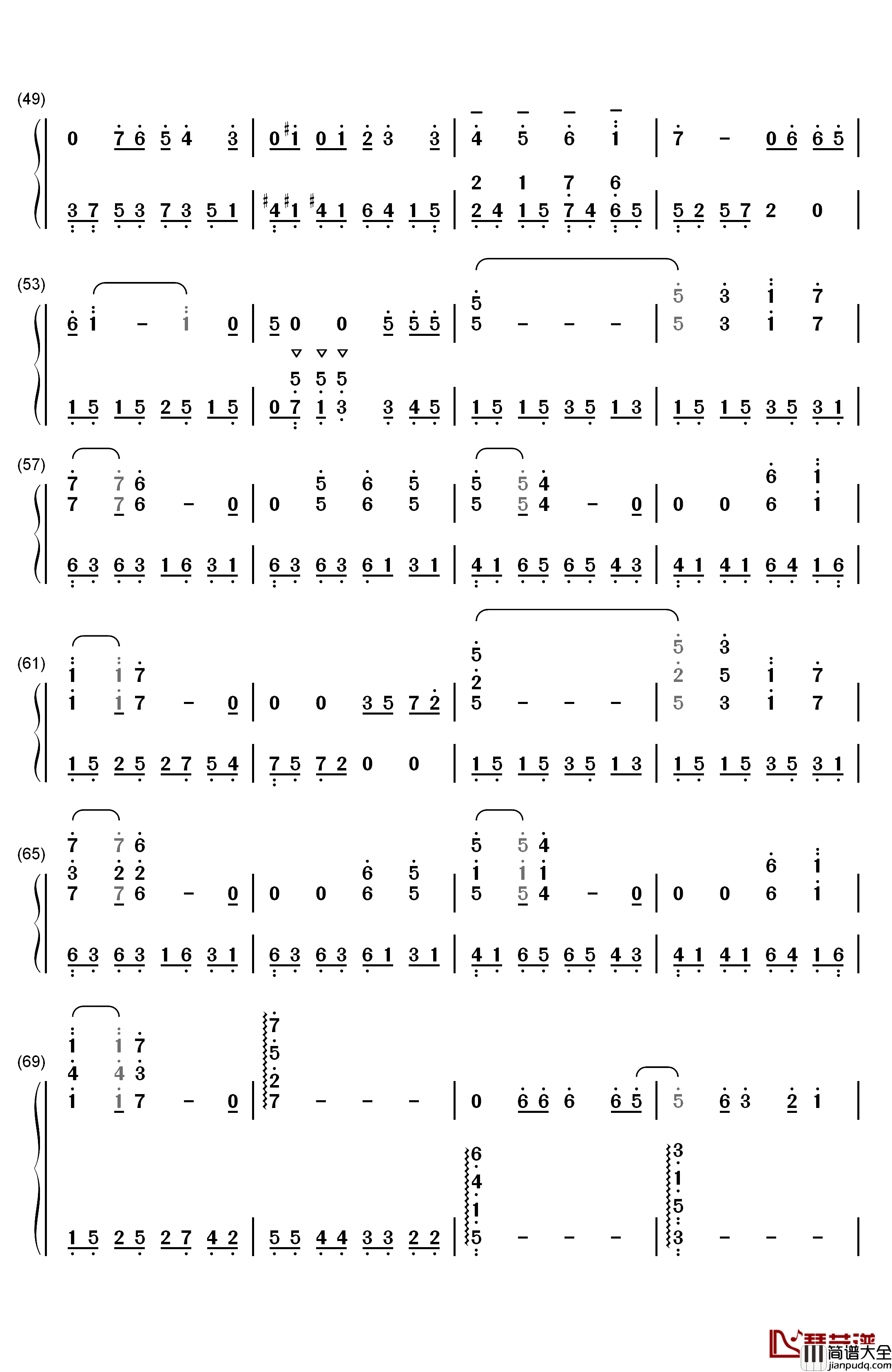 シークレットグラフィティー钢琴简谱_数字双手_乃木坂46