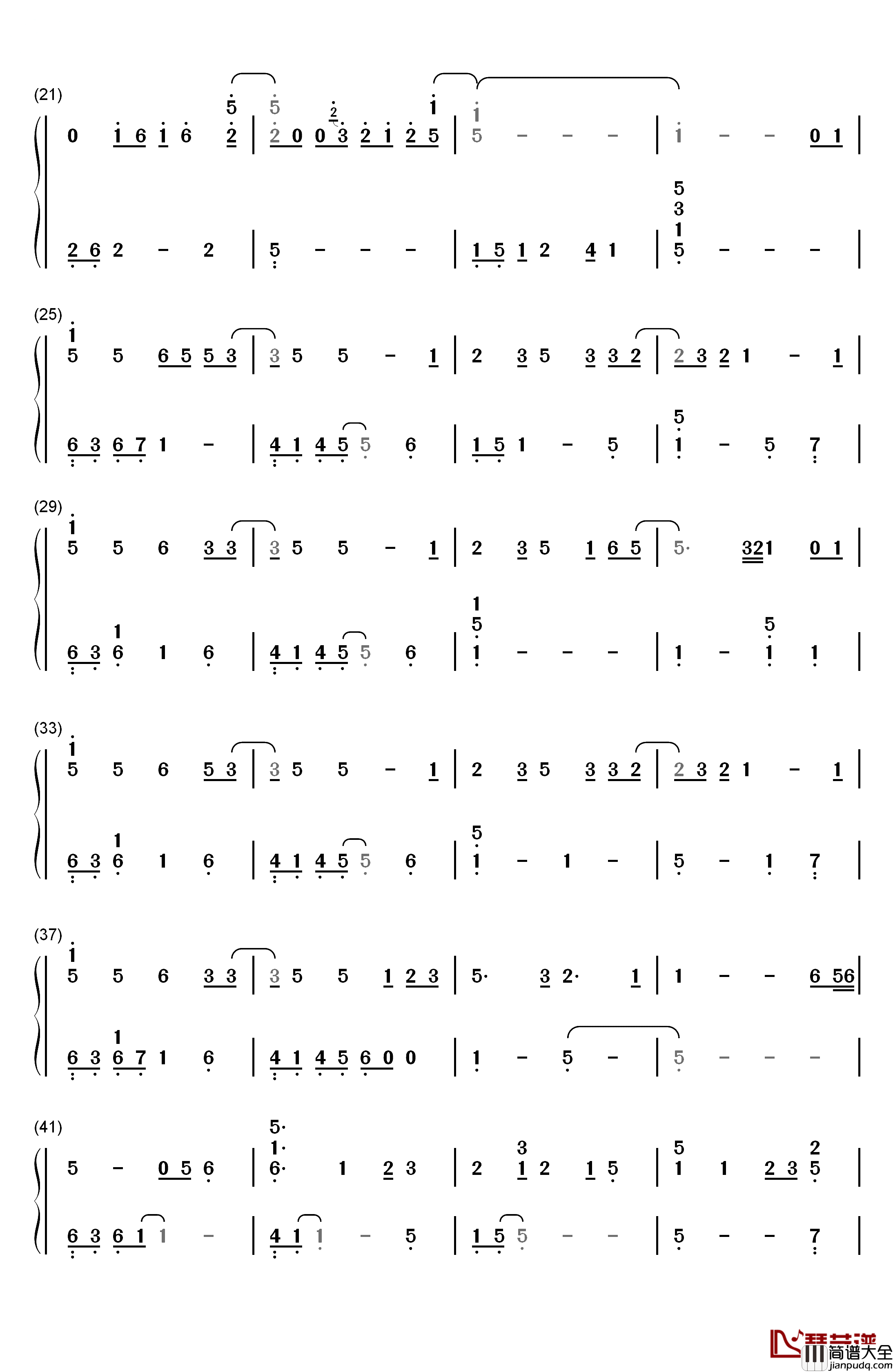 サマータイムレコード钢琴简谱_数字双手_IA