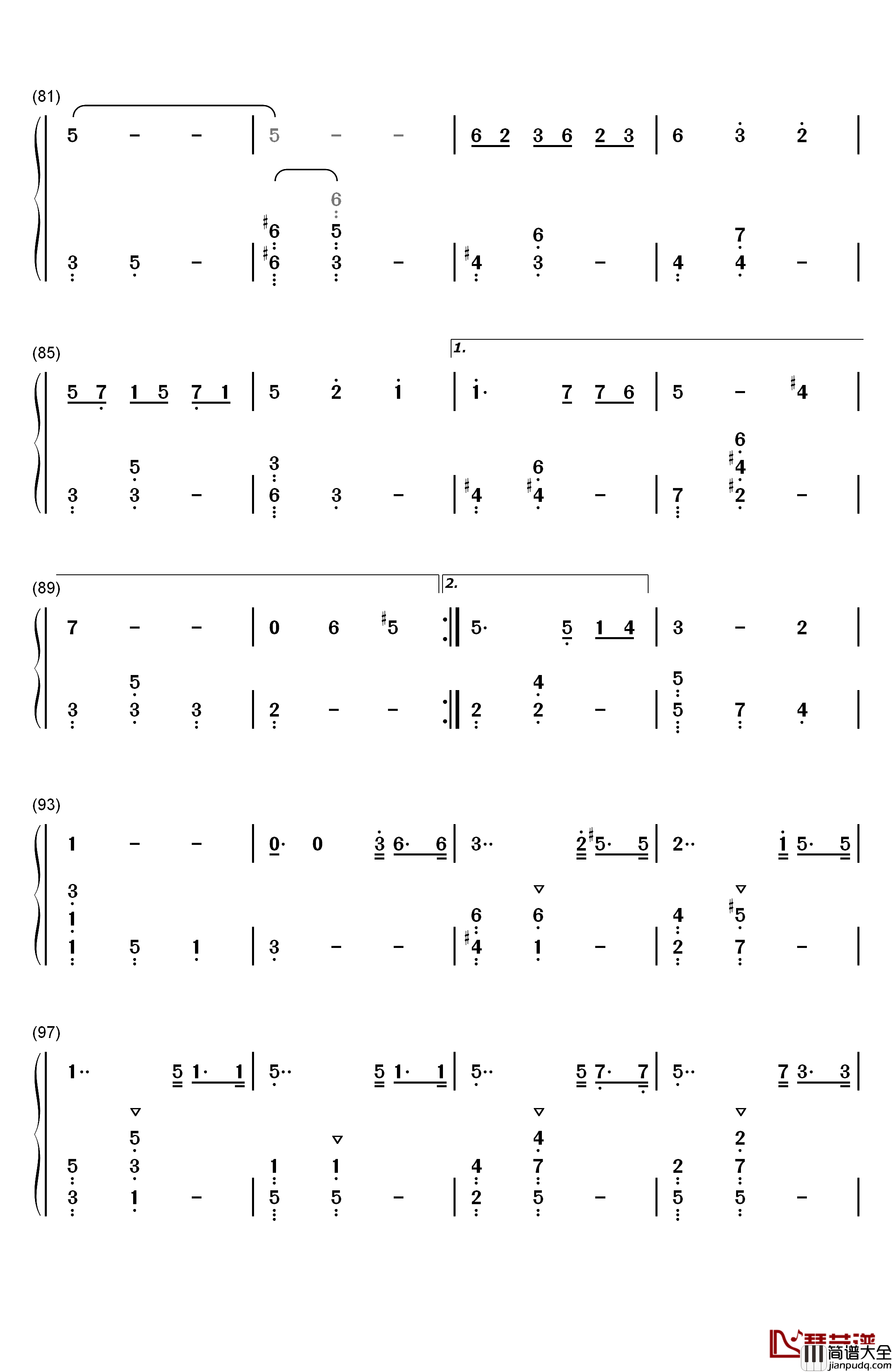 水面のワルツ钢琴简谱_数字双手_西村由纪江