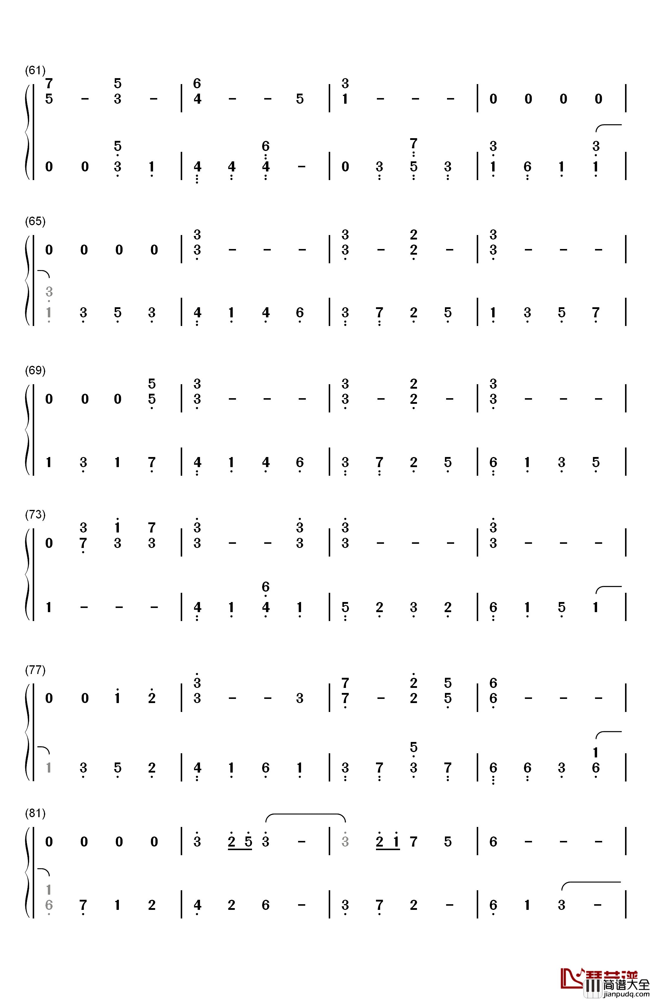 Refrain钢琴简谱_数字双手_Anan_Ryok