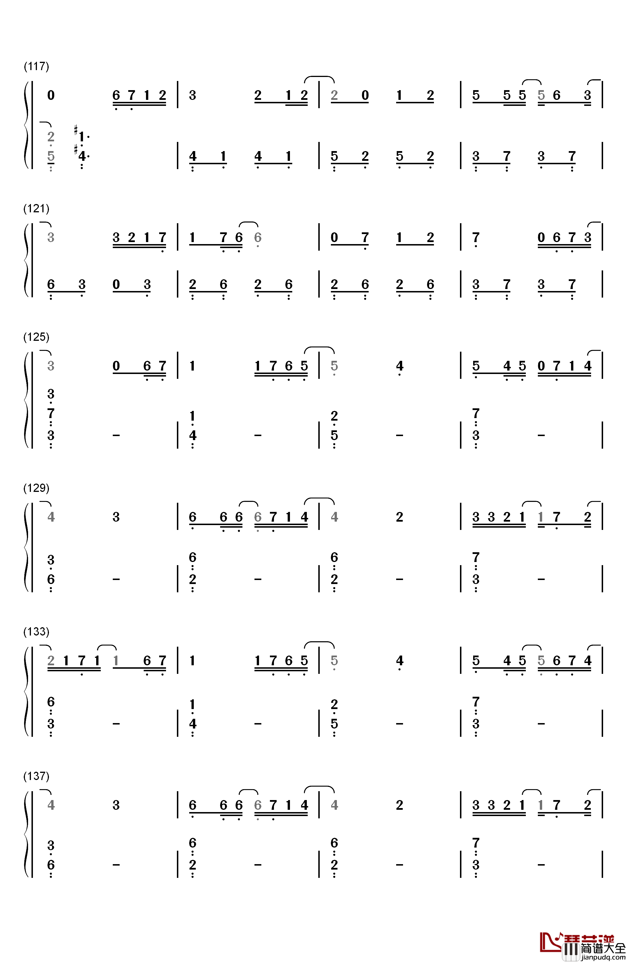 碧き願い钢琴简谱_数字双手_佐坂めぐみ