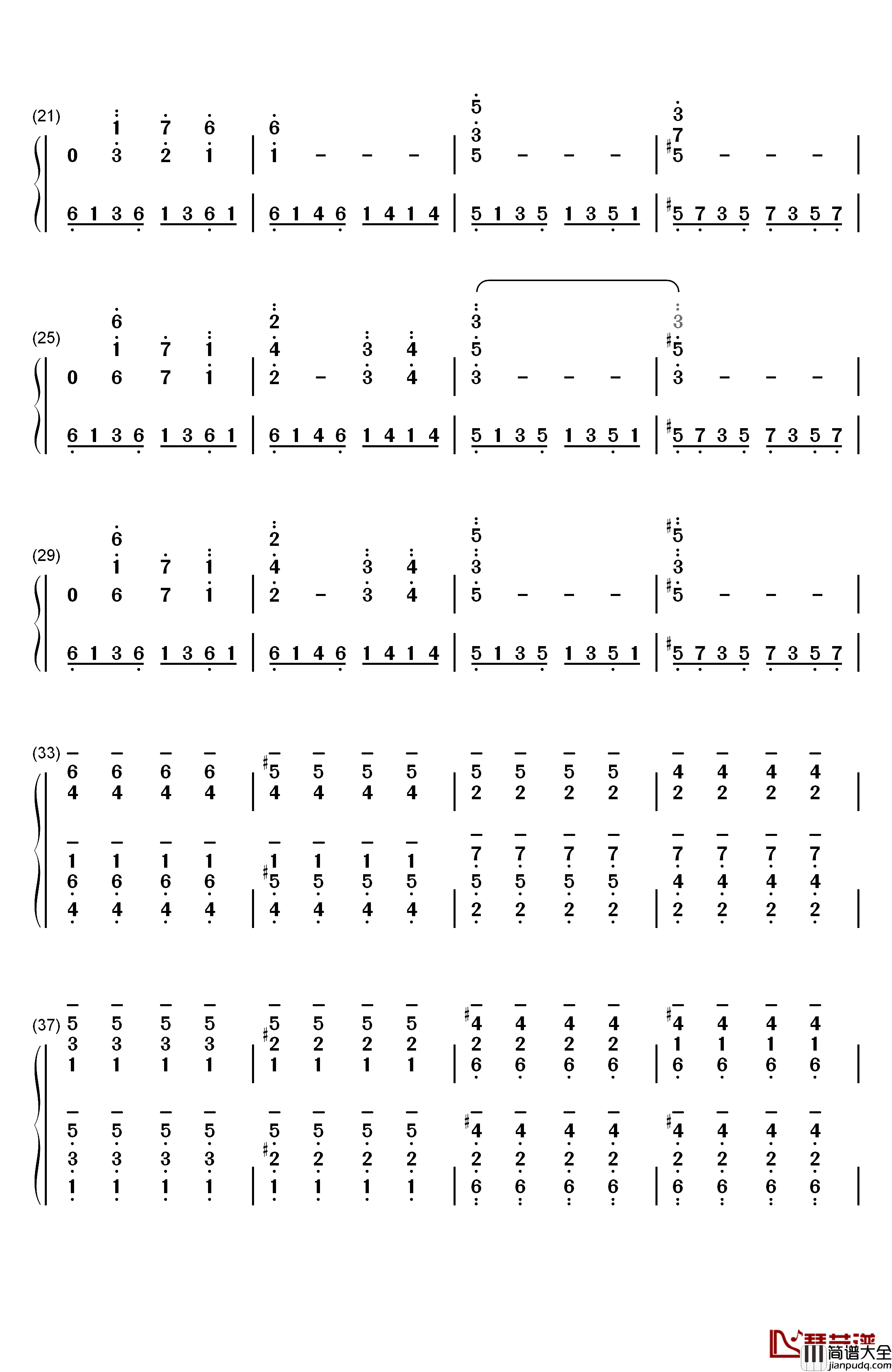 Truman_Sleeps钢琴简谱_数字双手_Philip_Glass