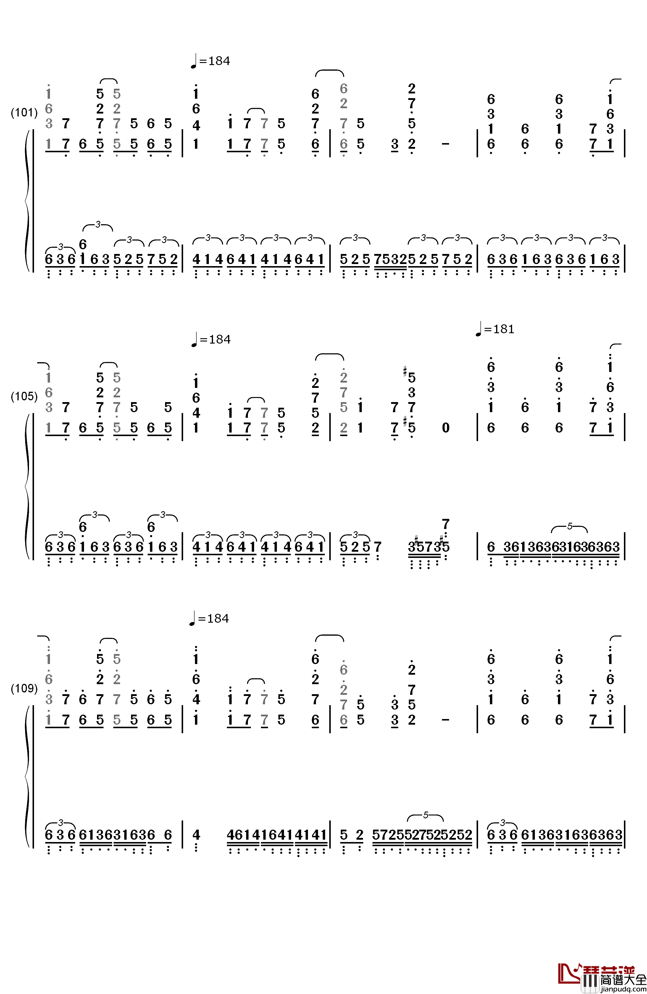 午夜の待ち合わせ钢琴简谱_数字双手_Hello_Sleepwalkers