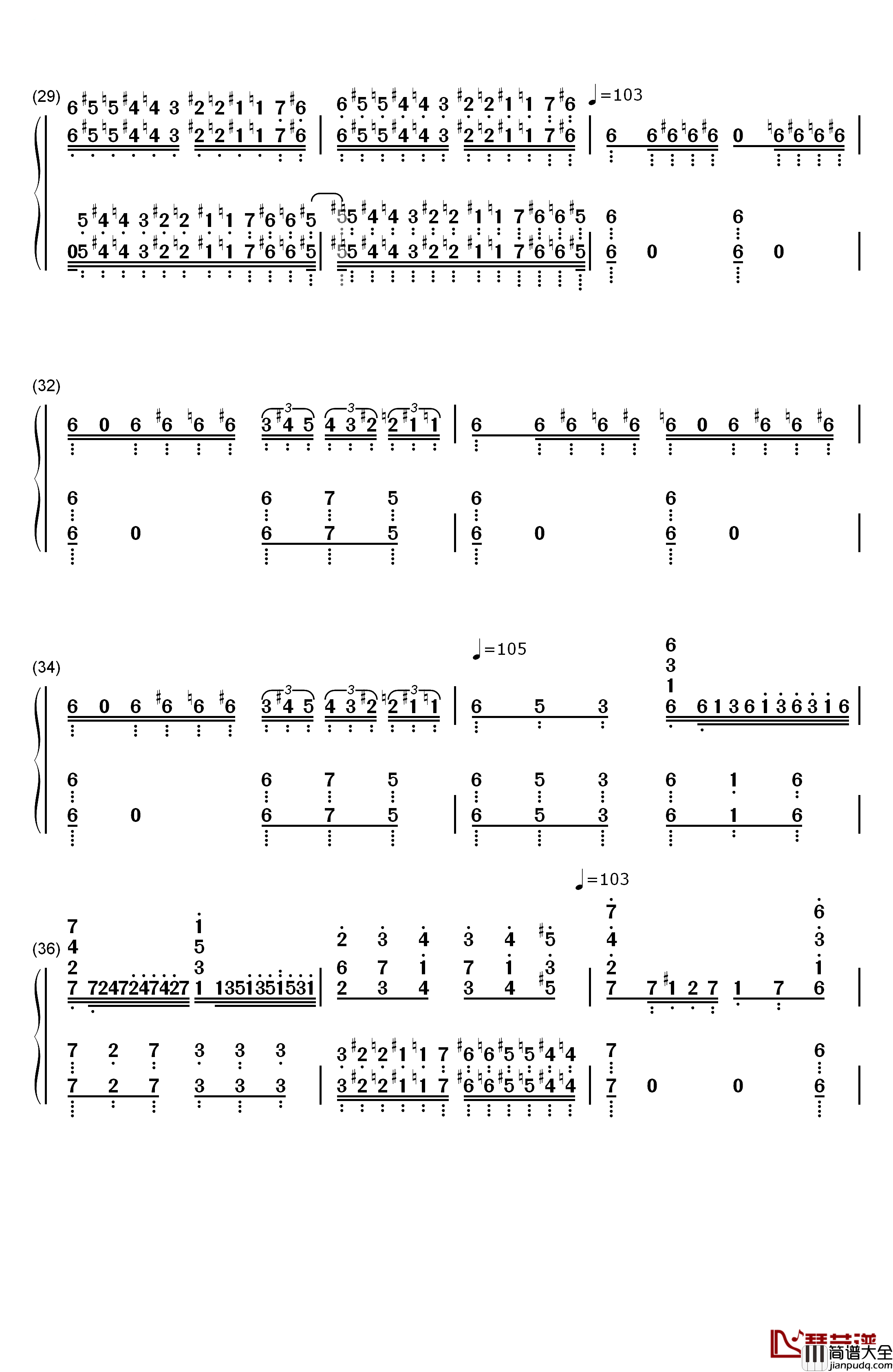 加勒比海盗主题曲钢琴简谱_数字双手_克劳斯·巴德尔特