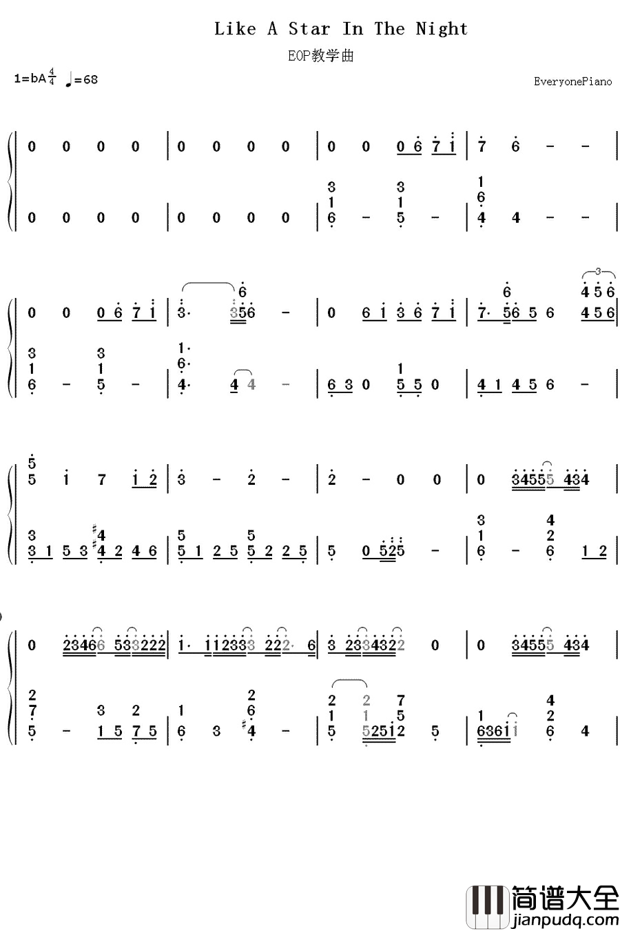 Like_a_star_in_the_night钢琴简谱_数字双手_仓木麻衣