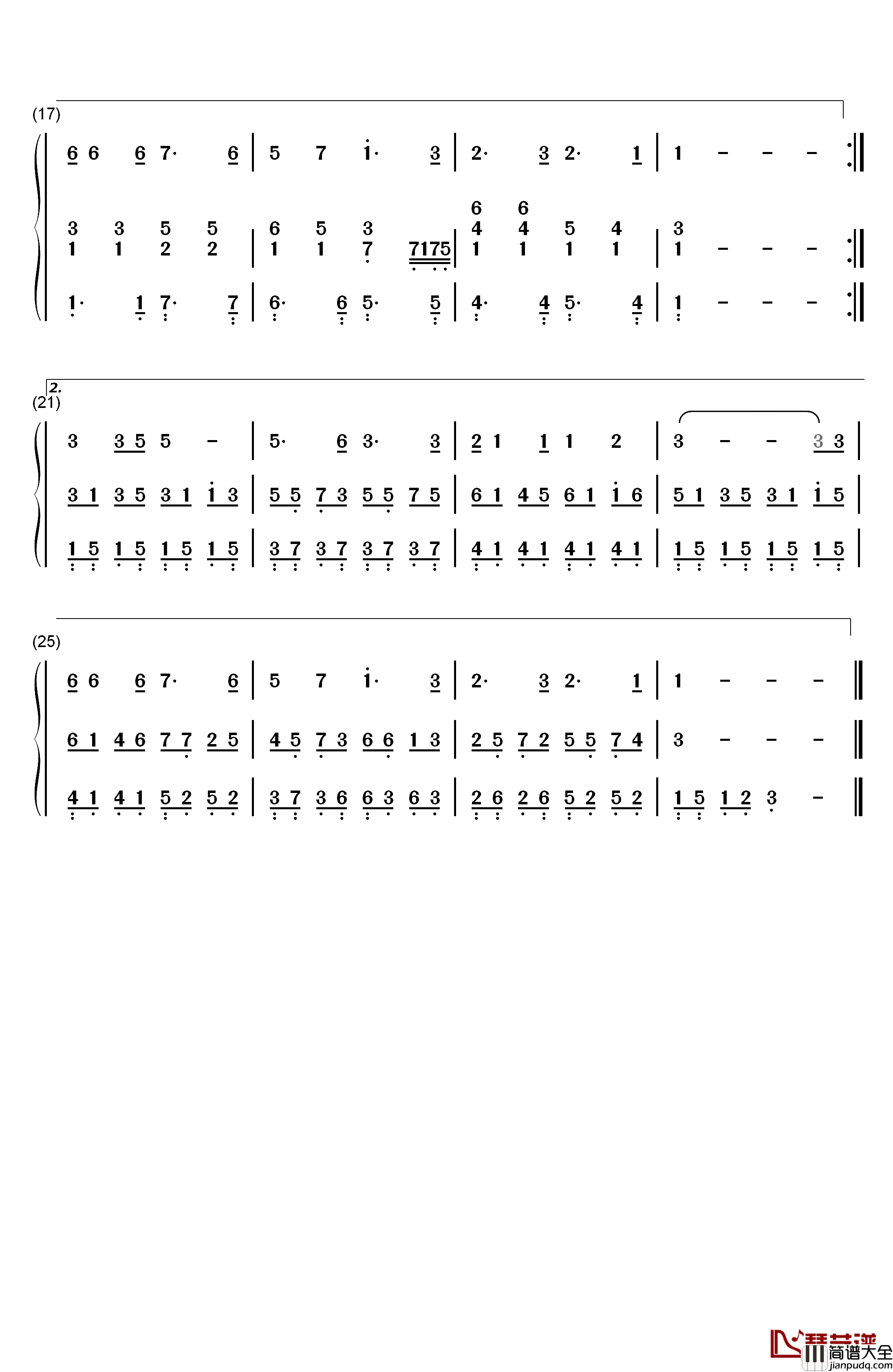 赞美之泉钢琴简谱_数字双手_游智婷