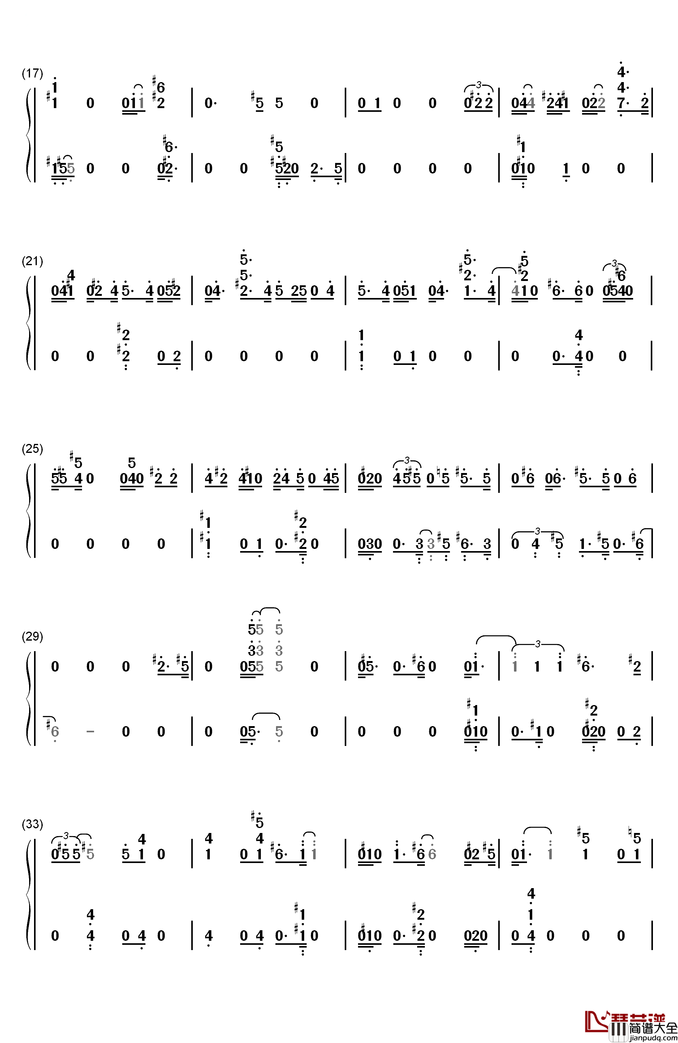 雪花火钢琴简谱_数字双手_冰无小雪（CV：早见沙织）