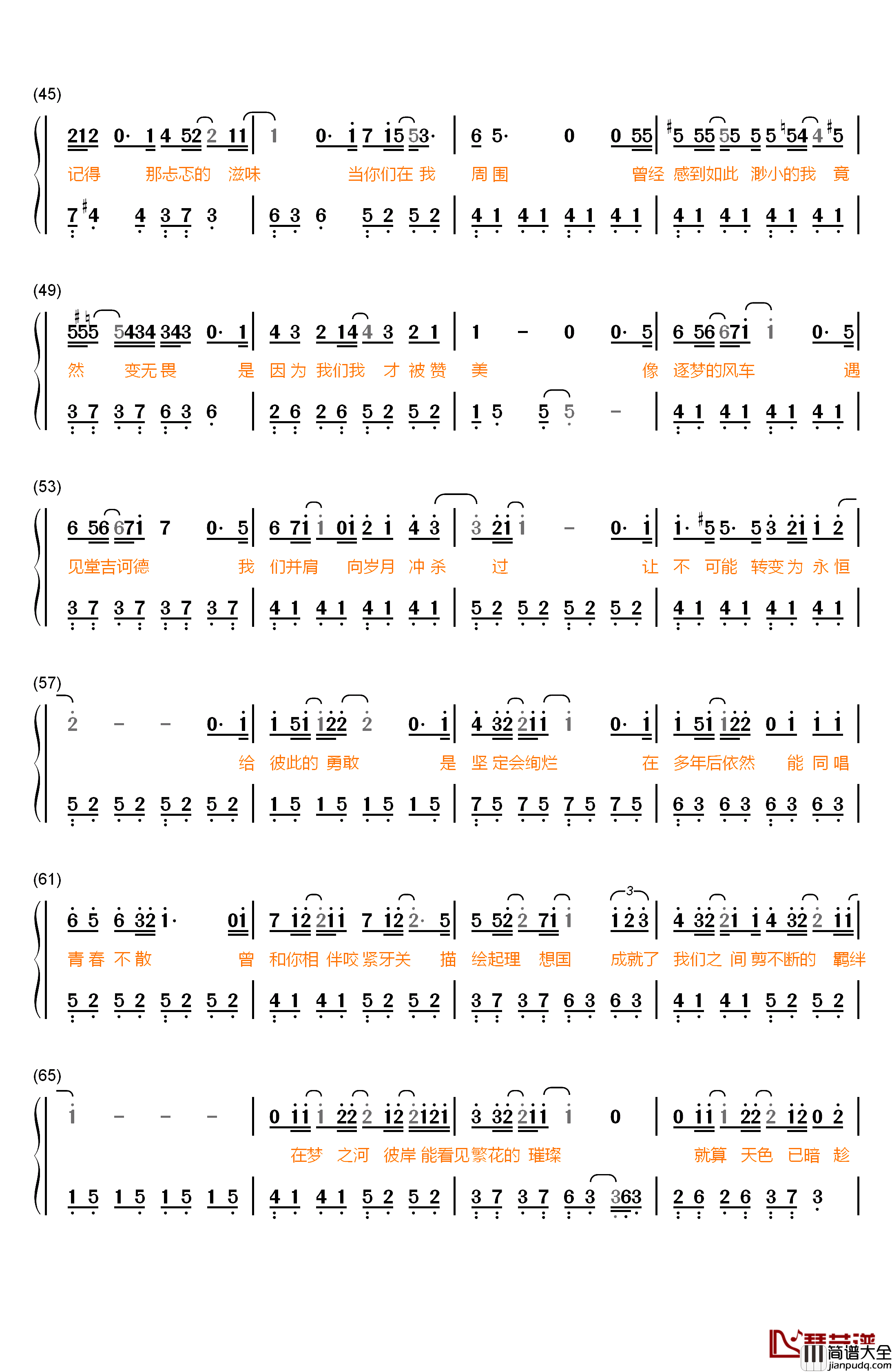 彼此的未来钢琴简谱_数字双手_SNH48