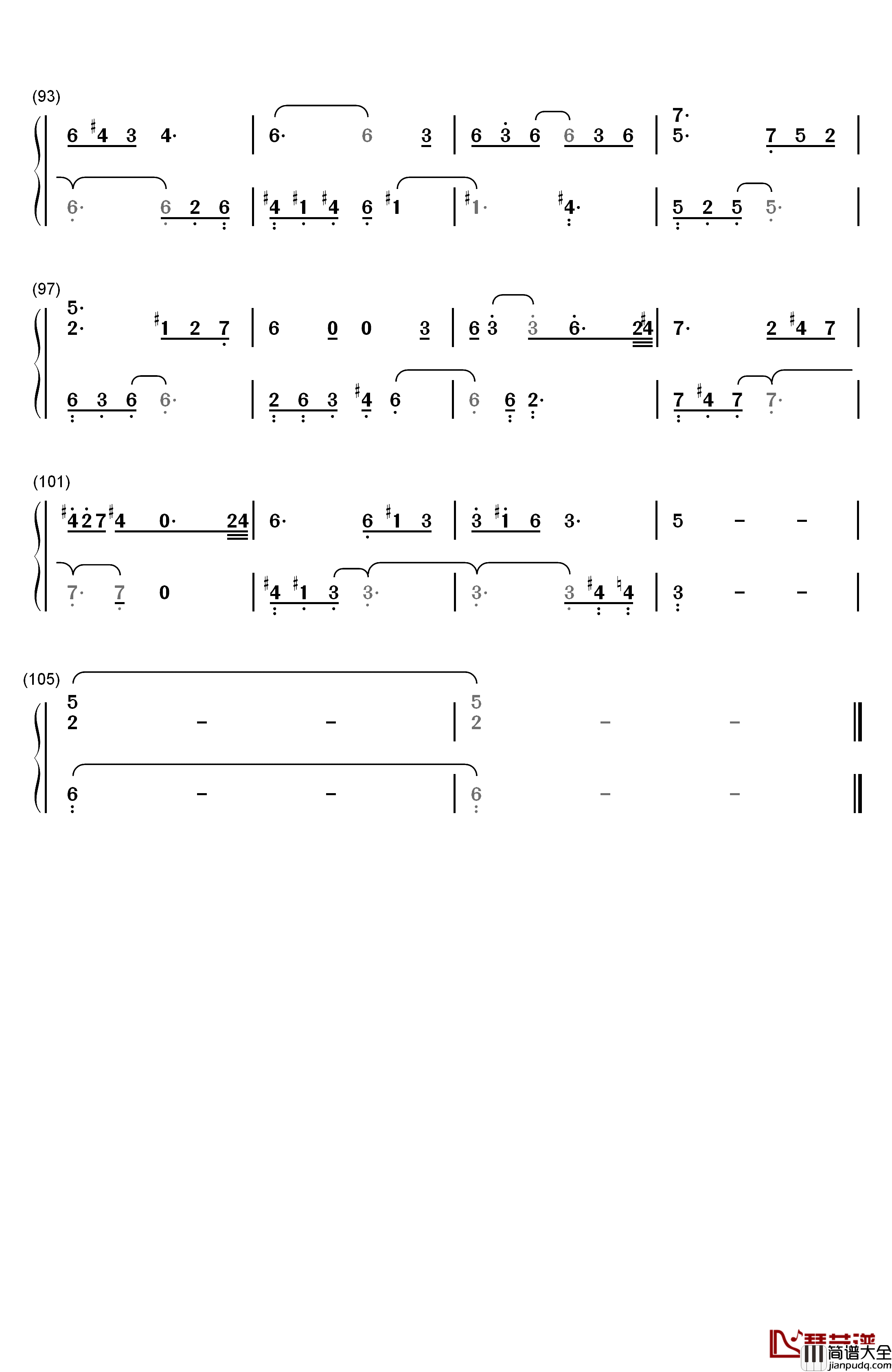 当你老了钢琴简谱_数字双手_莫文蔚