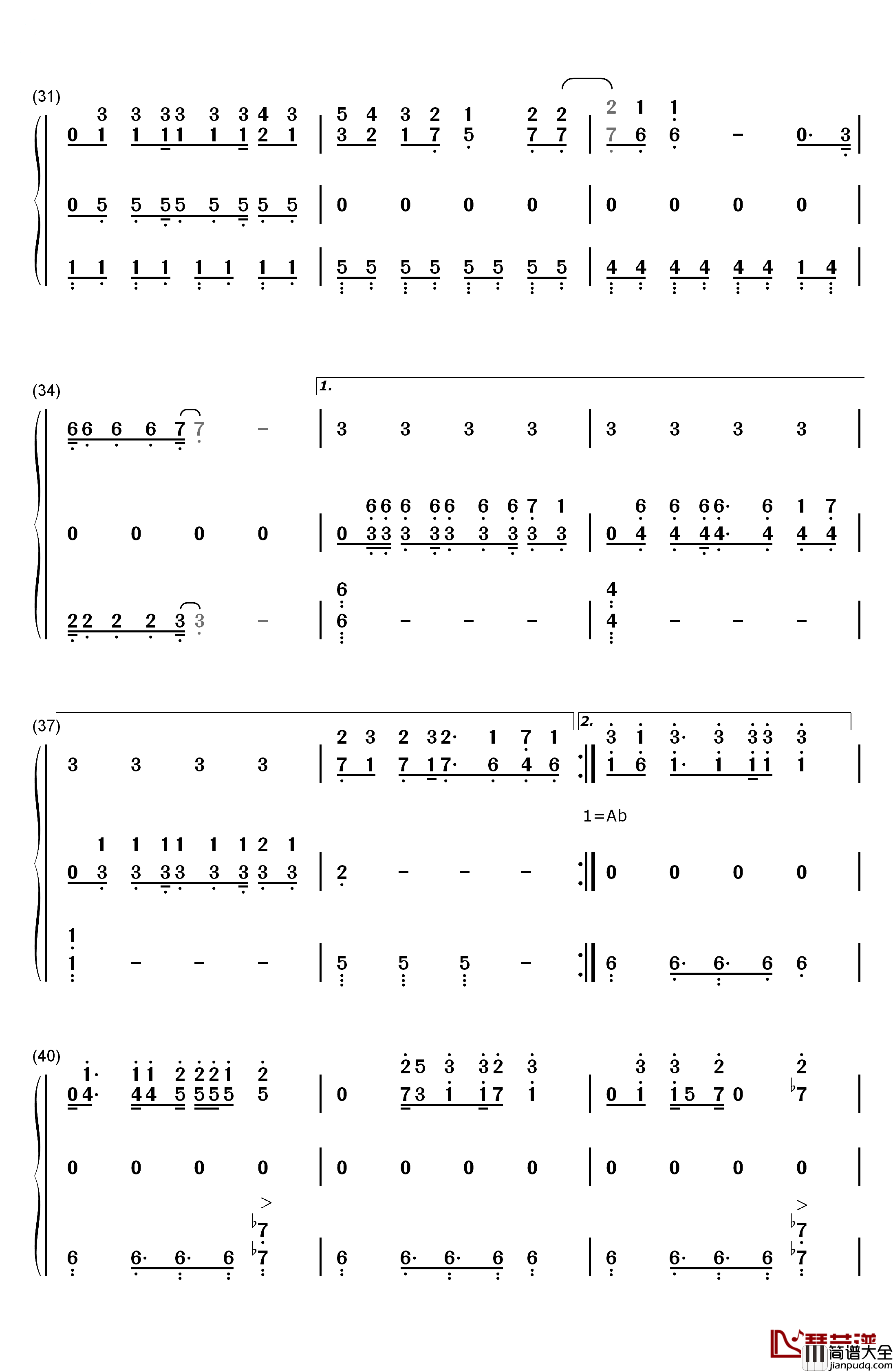 生命之风钢琴简谱_数字双手_SNH48