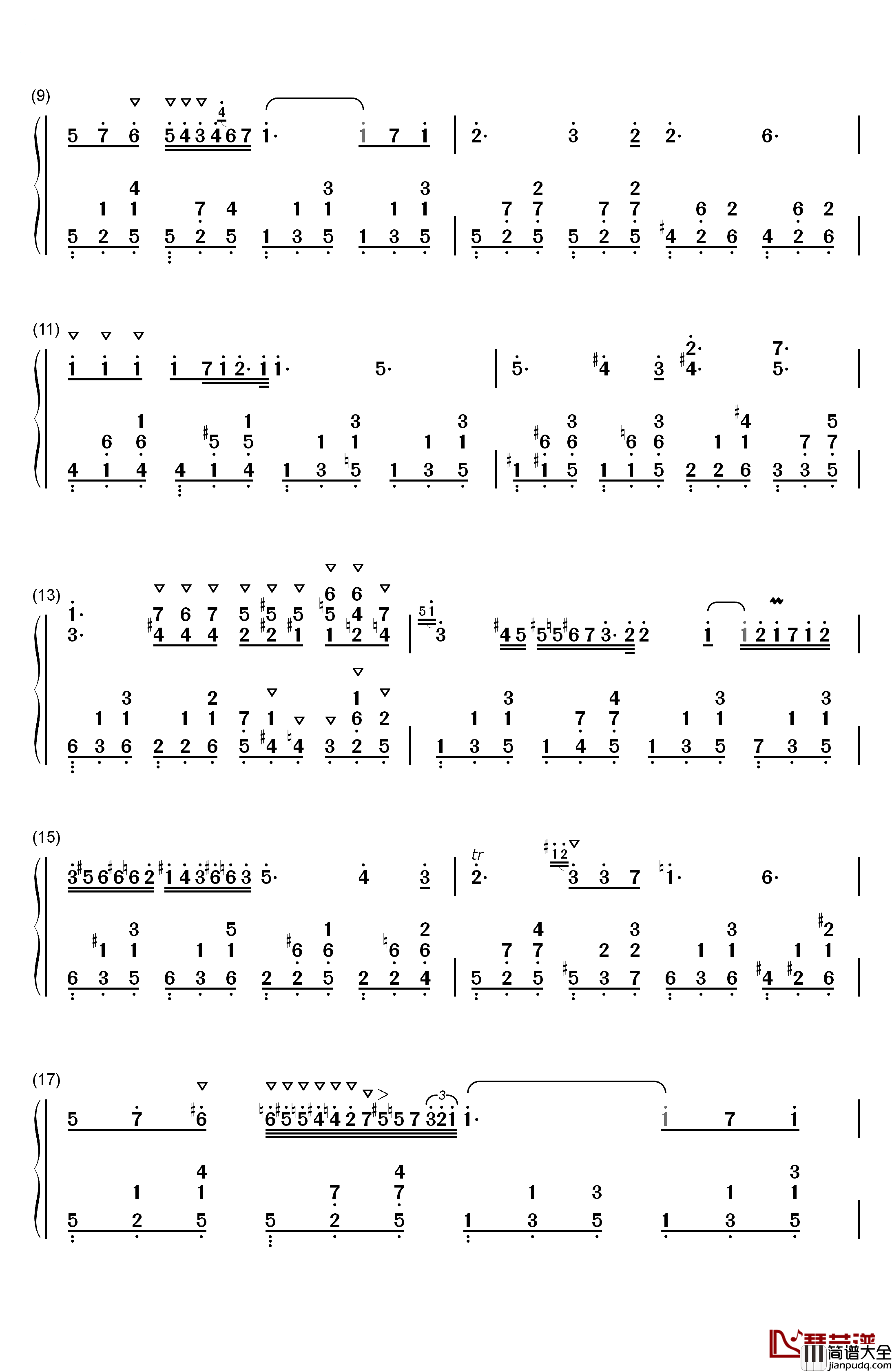 降E大调夜曲钢琴简谱_数字双手_肖邦