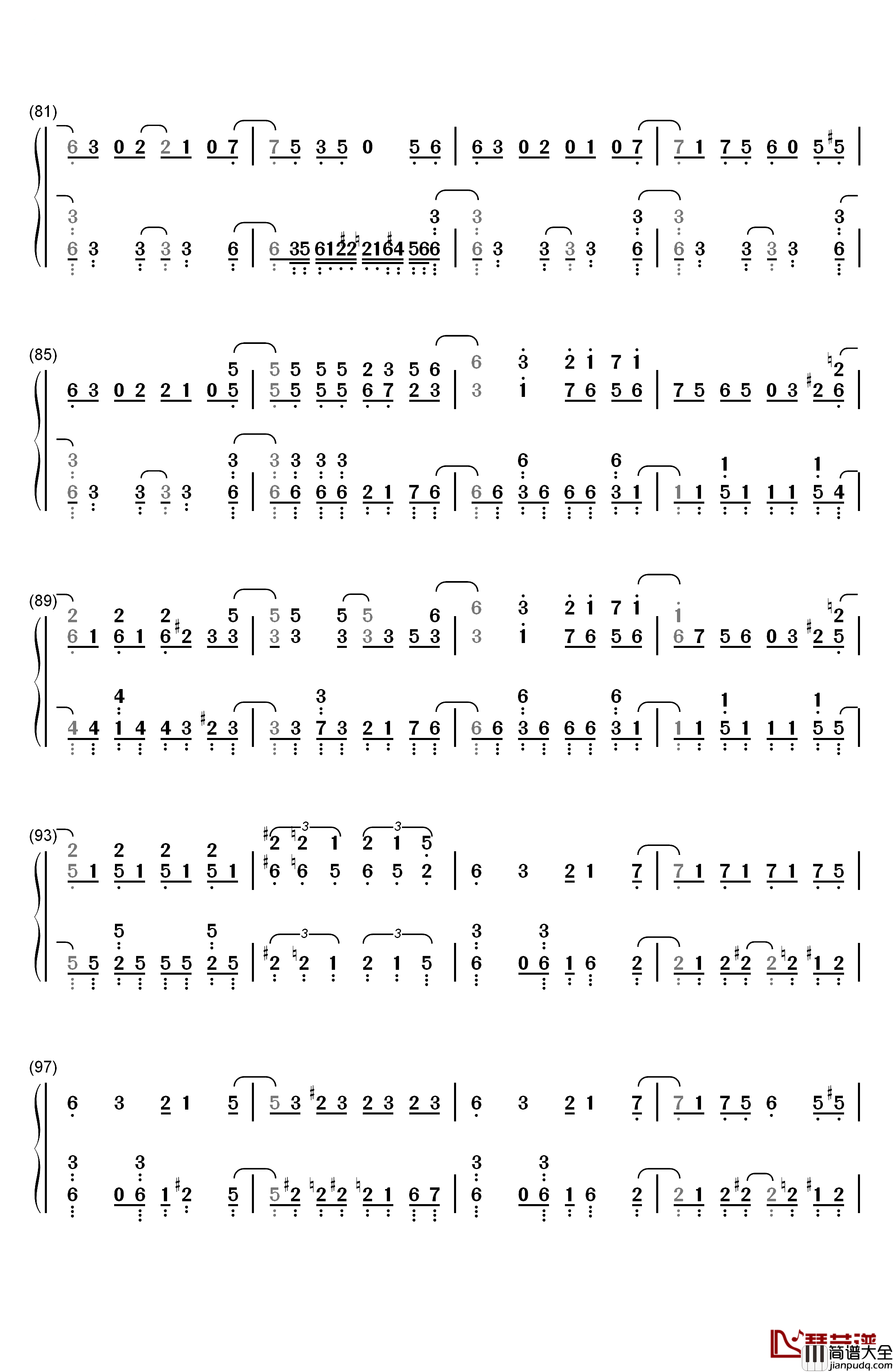 チルドレンレコード_钢琴简谱_数字双手_IA（じん）