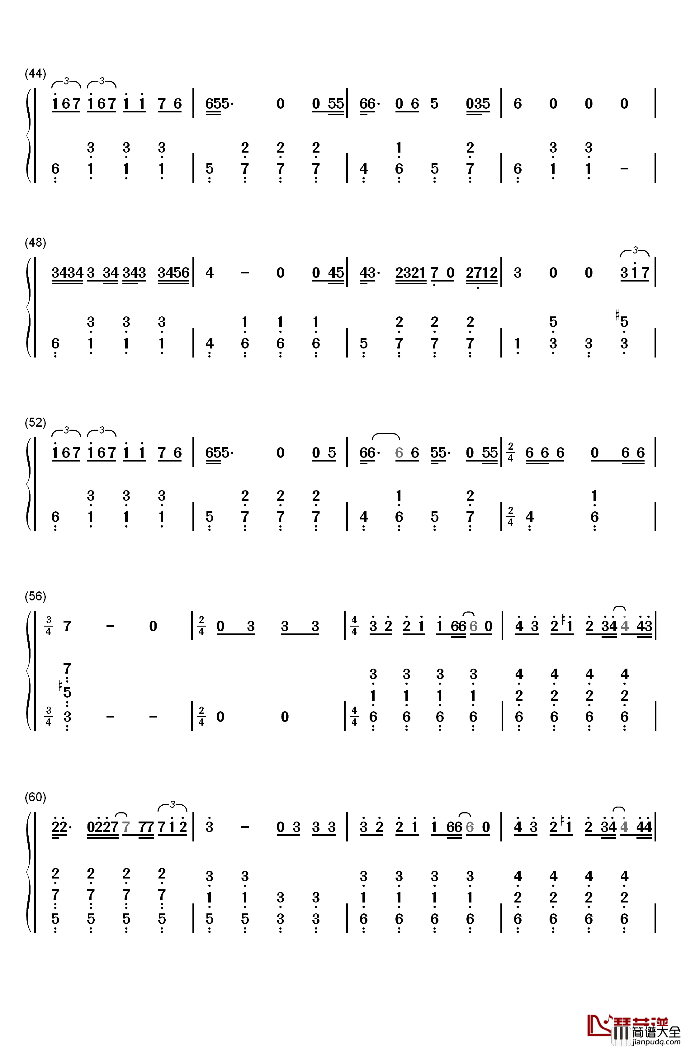 秋桜钢琴简谱_数字双手_柴田淳